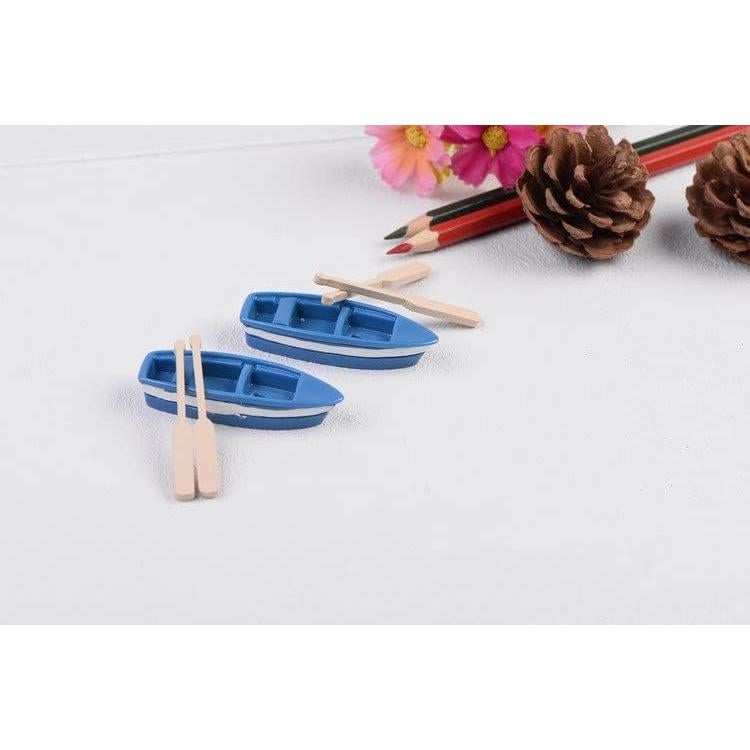 Mini Barco Azul YXQ 2 Set con Remos para Decoración de Pasteles