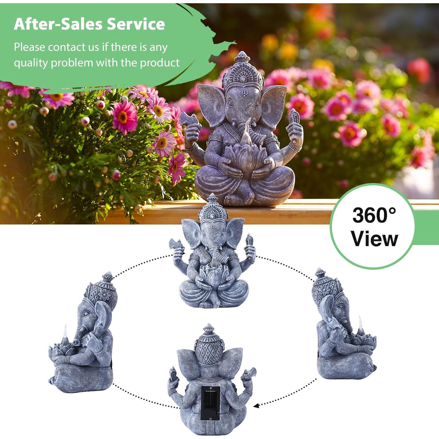 Estatua de Ganesha Goodeco 19.8 cm - Decoración Jardín y Meditación