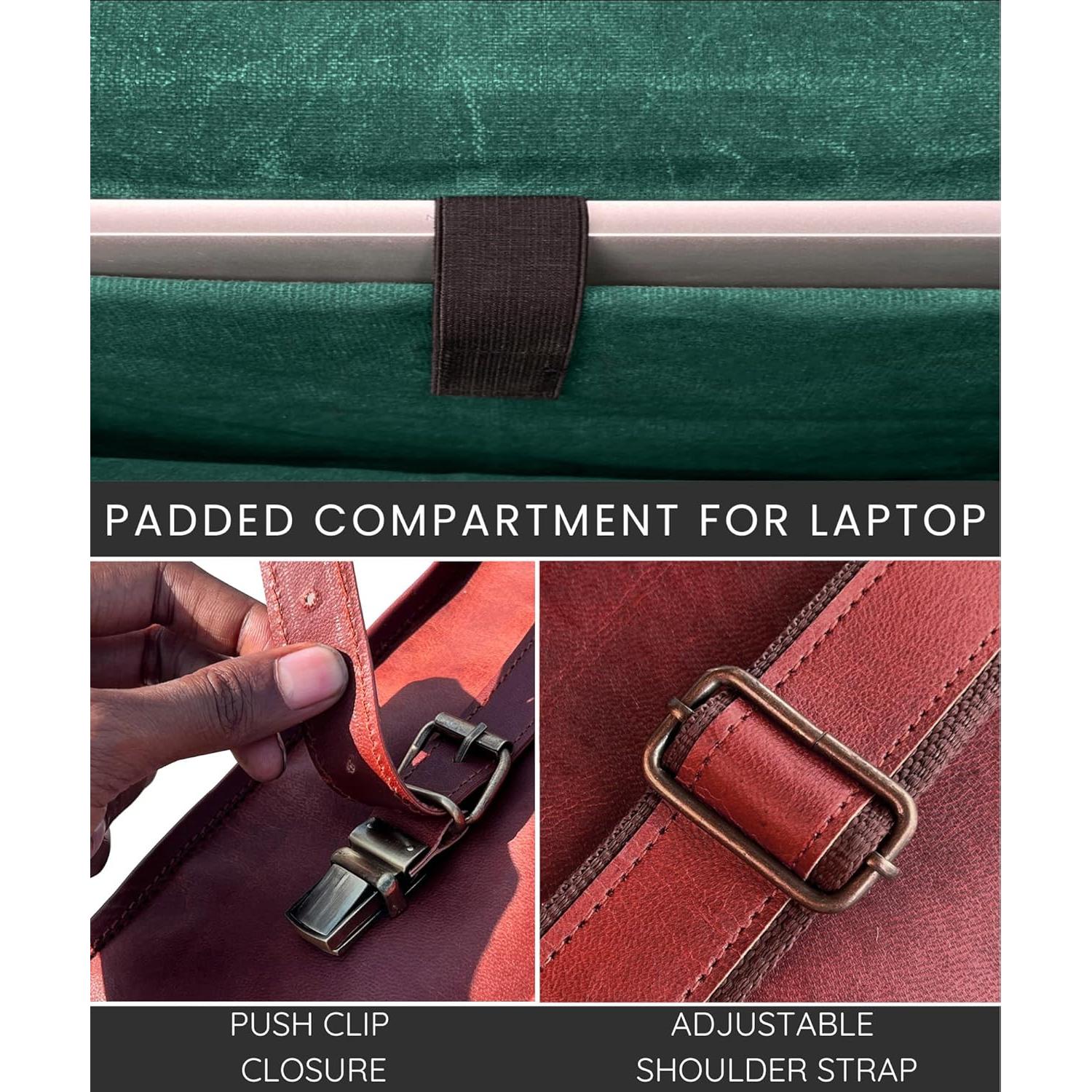 Bolso Mensajero de Cuero Rustic Town 14" para Laptop Marrón