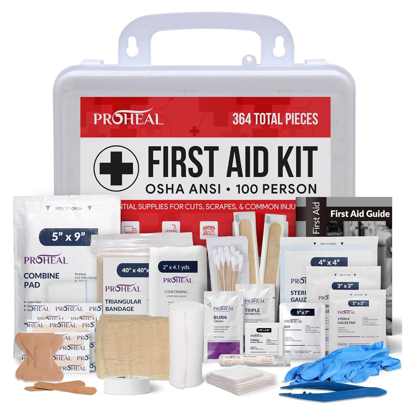 Kit de Primeros Auxilios ProHeal para 100 Personas - 364 Piezas