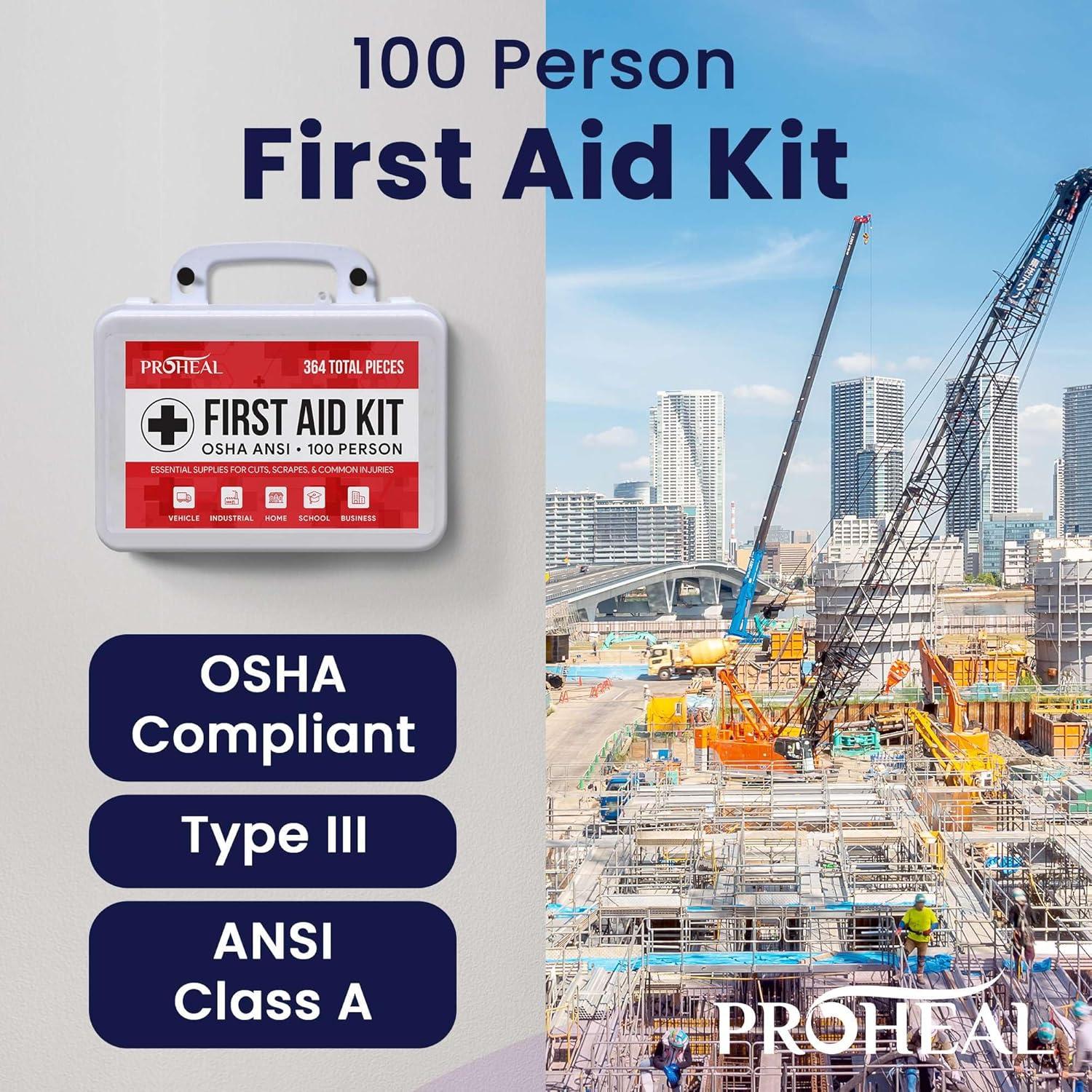Kit de Primeros Auxilios ProHeal para 100 Personas - 364 Piezas