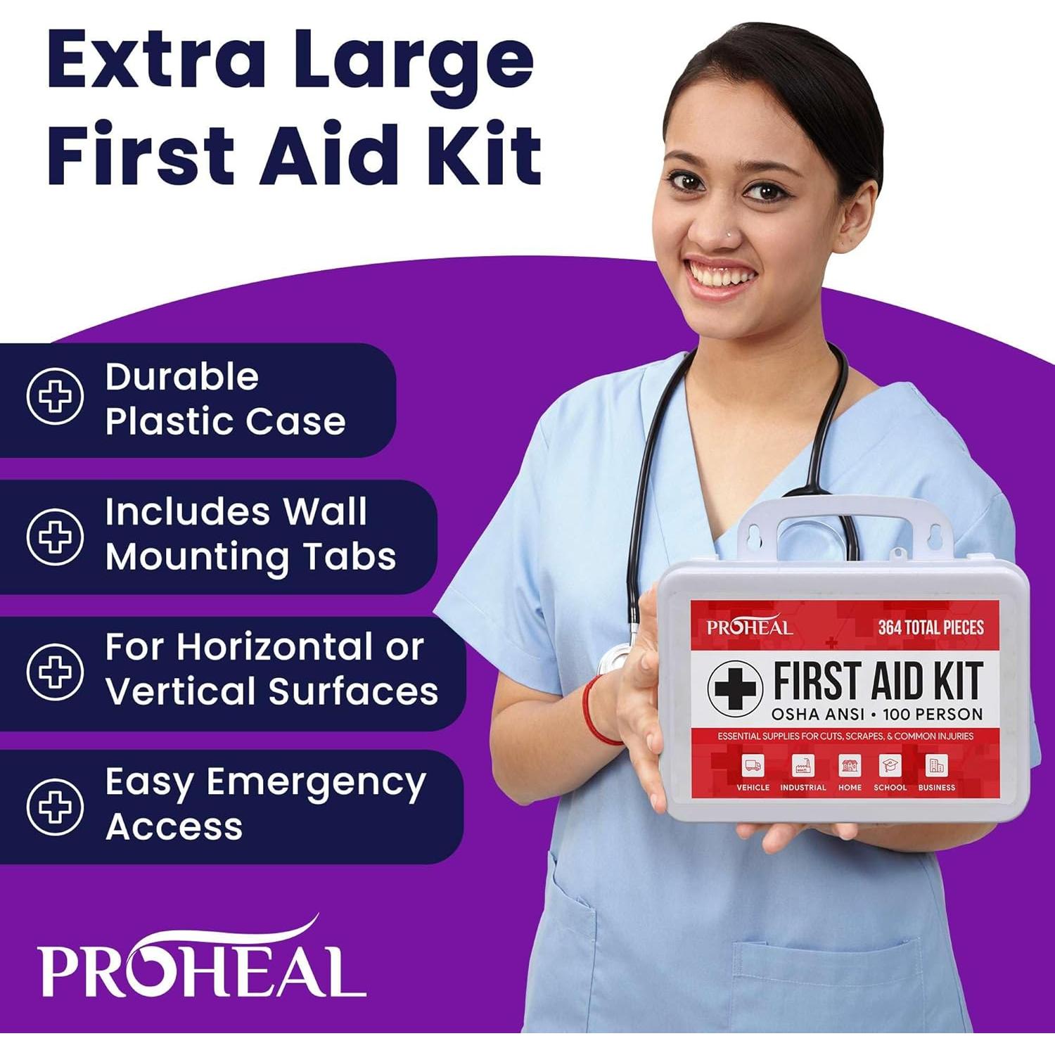 Kit de Primeros Auxilios ProHeal para 100 Personas - 364 Piezas
