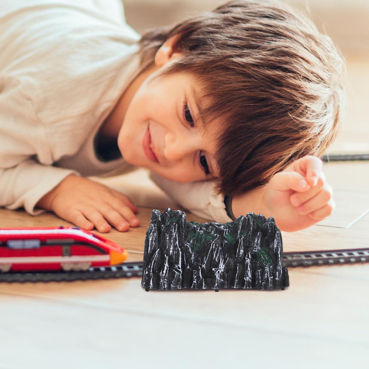 3pcs Plastic Train Tunnel Models, Mini Railway Track Accessories for Imaginative Play and Decoration, Scaled for Small Train Sets, Grey Rockery Design