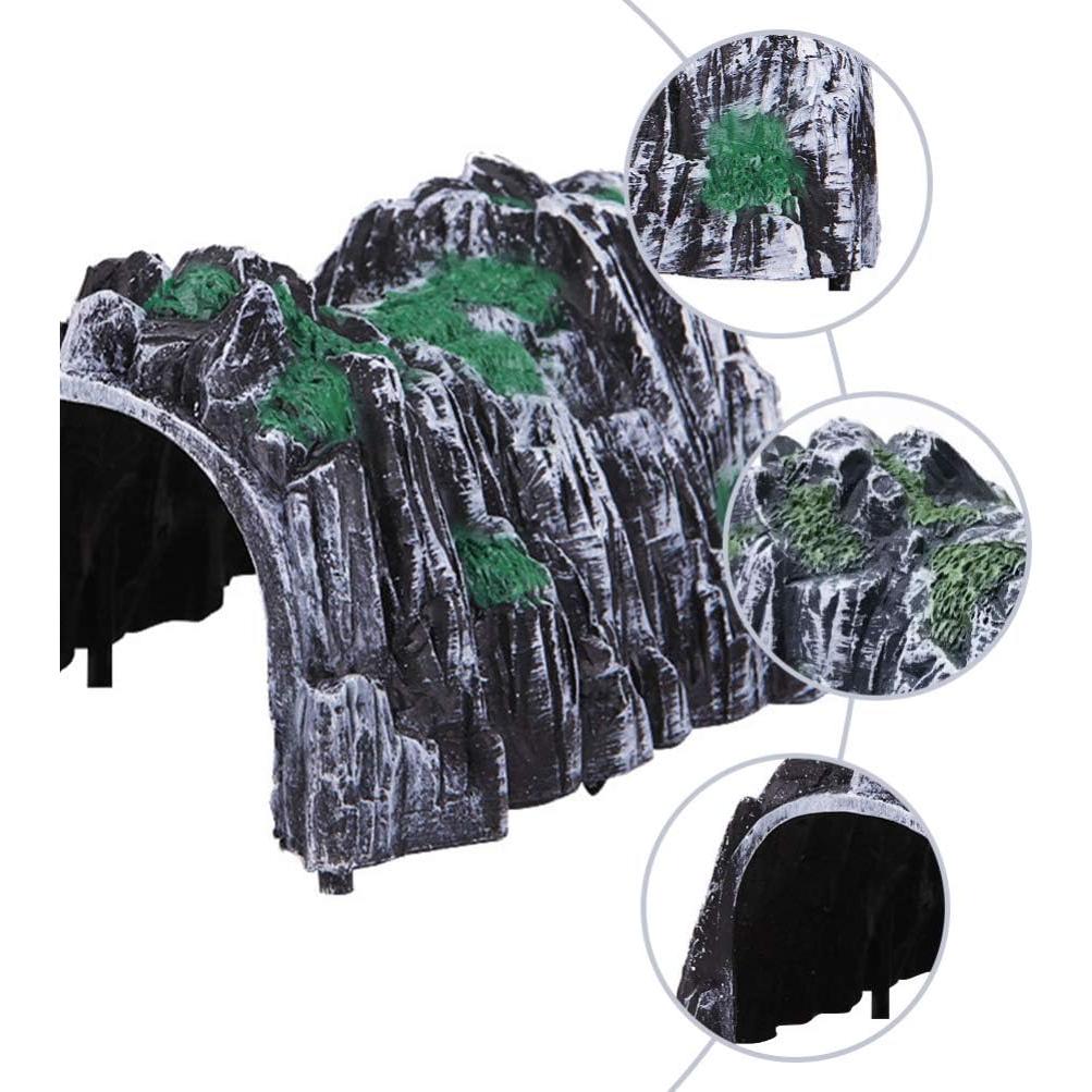 3pcs Plastic Train Tunnel Models, Mini Railway Track Accessories for Imaginative Play and Decoration, Scaled for Small Train Sets, Grey Rockery Design