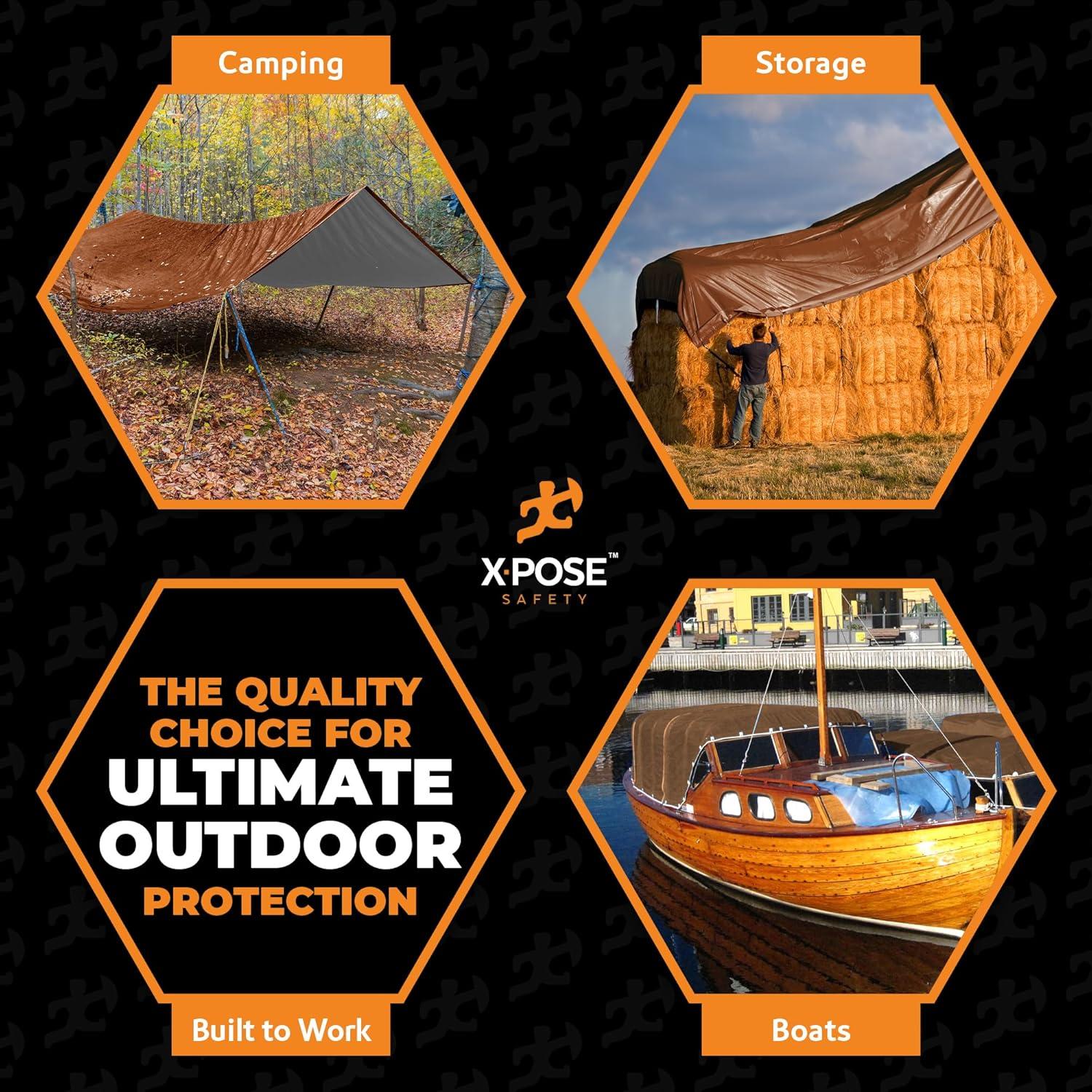 Lona Impermeable Ultra Resistente Xpose Safety 5x7m Marrón/Blanco