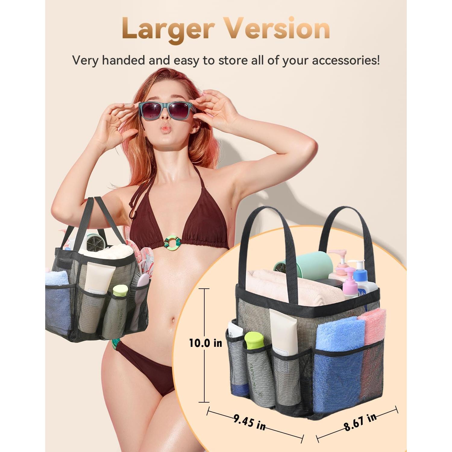 Caddy de Ducha Temede de Malla Negra, Organizador Portátil 24x22x25cm