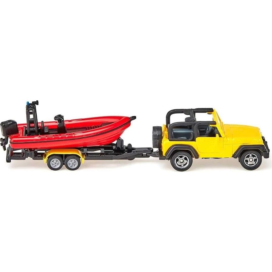 Siku 1658 Jeep con Barco Flotante Amarillo/Rojo