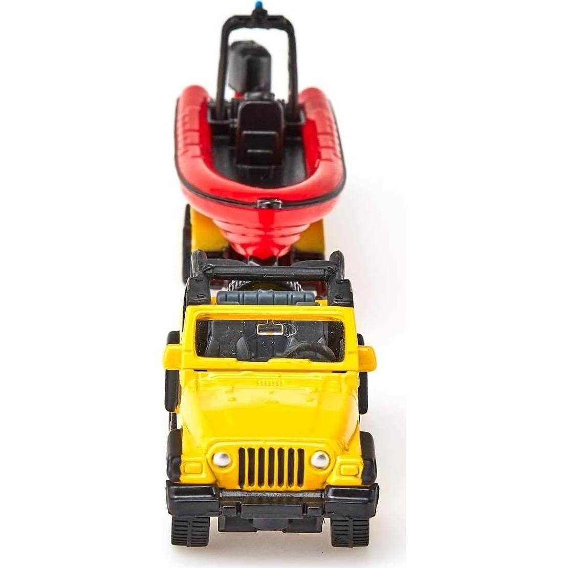 Siku 1658 Jeep con Barco Flotante Amarillo/Rojo
