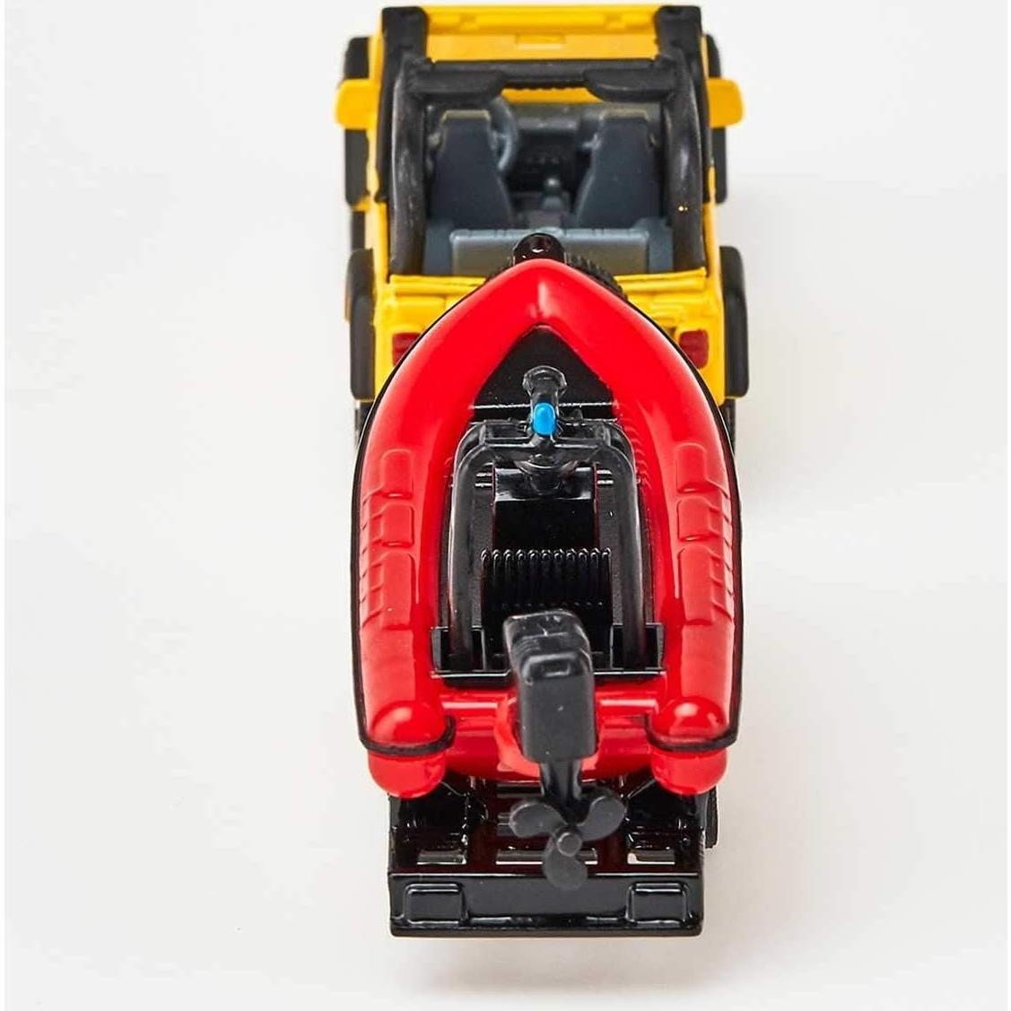 Siku 1658 Jeep con Barco Flotante Amarillo/Rojo