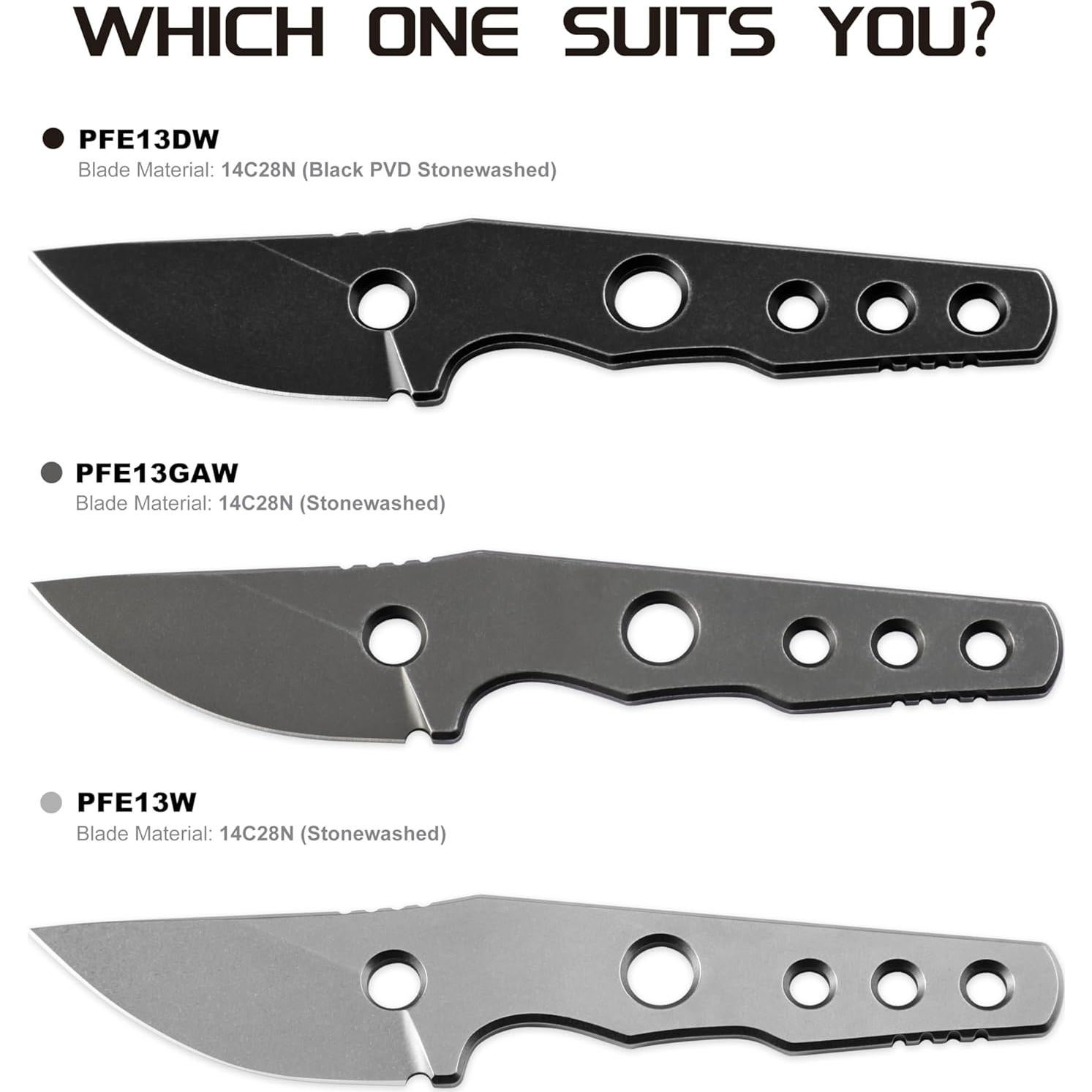 Cuchillo de hoja fija Petrified Fish PFE13 6.1 cm EDC camping