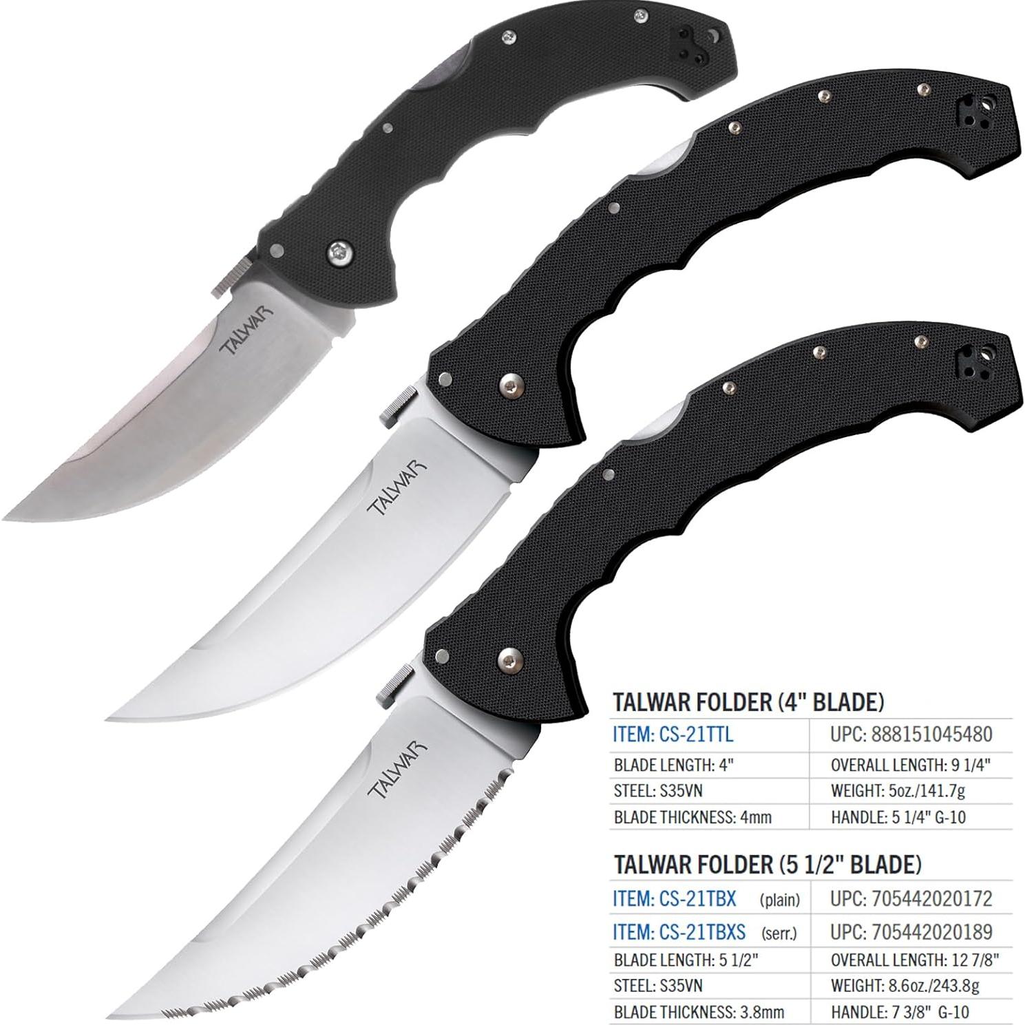 Cuchillo Plegable Táctico Cold Steel Talwar 10.16 cm S35VN G10