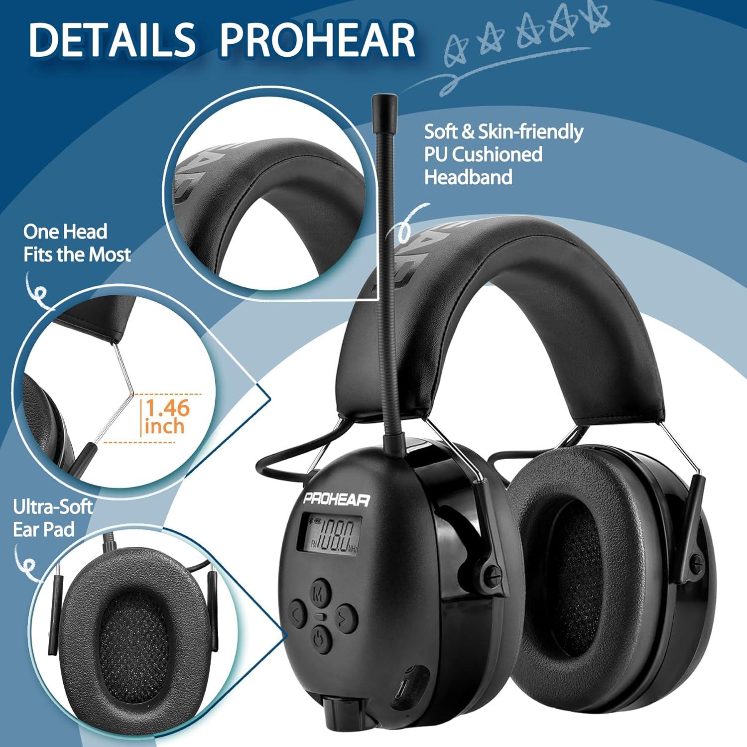 Auriculares PROHEAR 033 Bluetooth 5.4 con Radio FM/AM 31dB