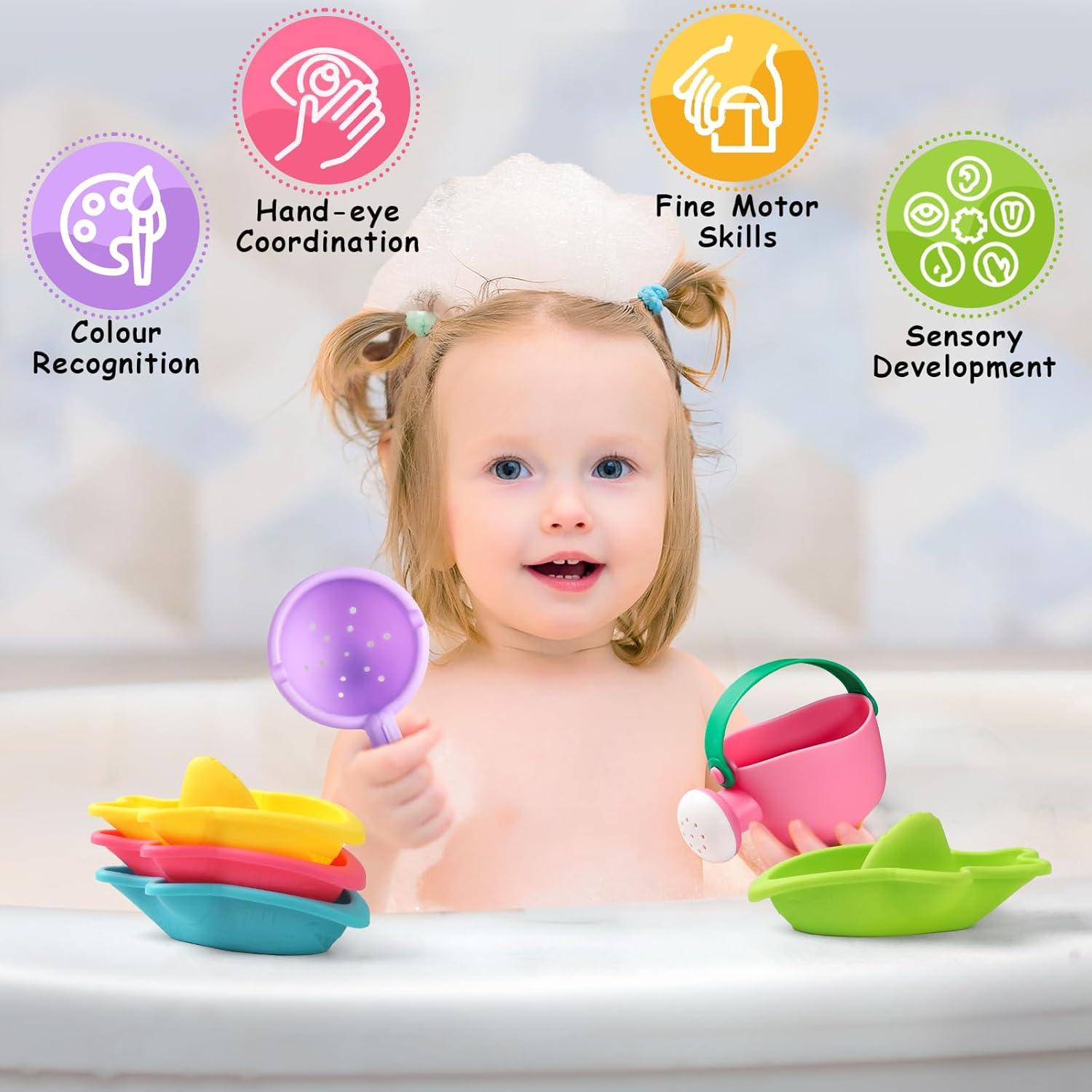 Juguetes de baño Fajiabao 6 PCS para bebés 12-18 meses