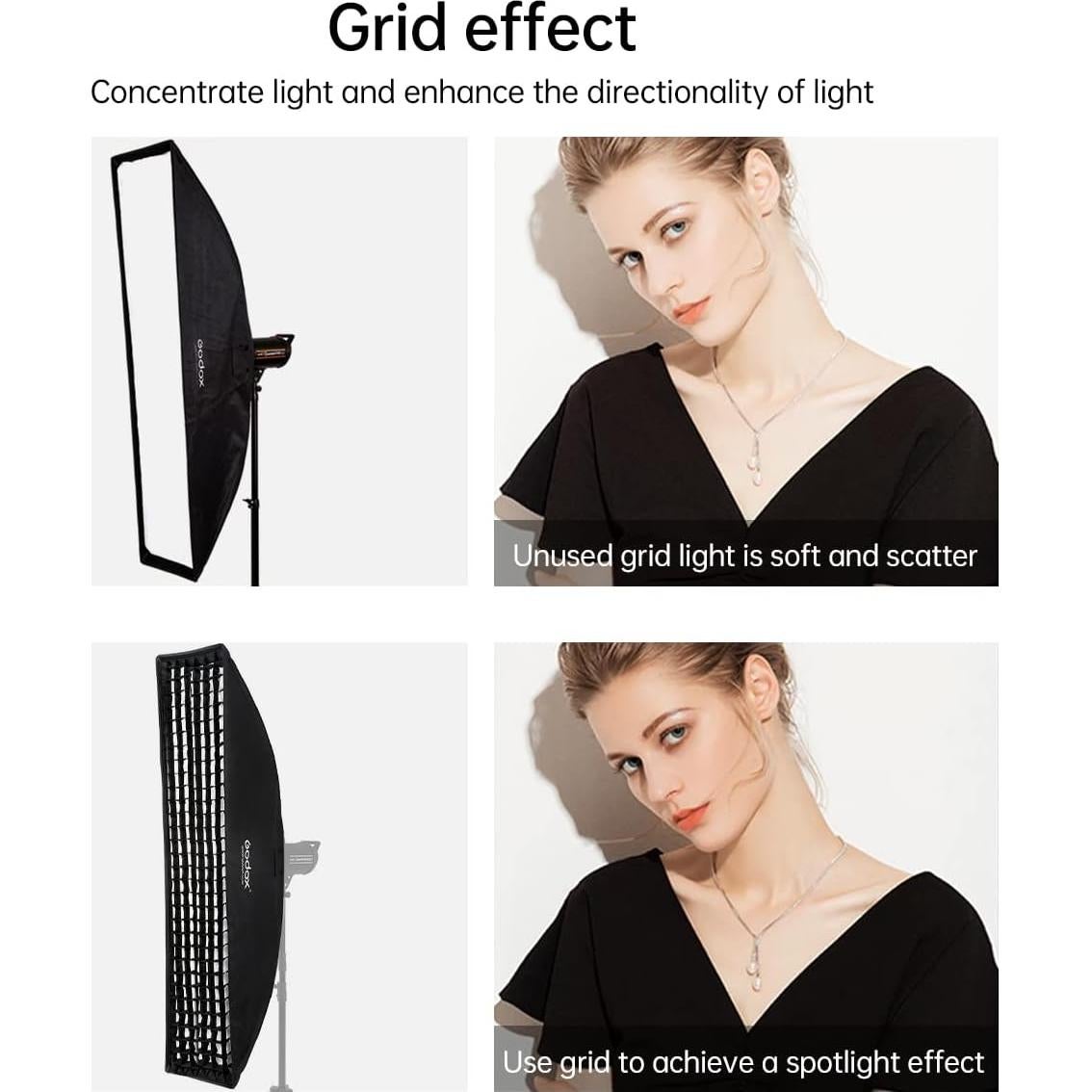 Godox Softbox 2 Pcs 30x120cm Bowens con Rejilla y Difusores