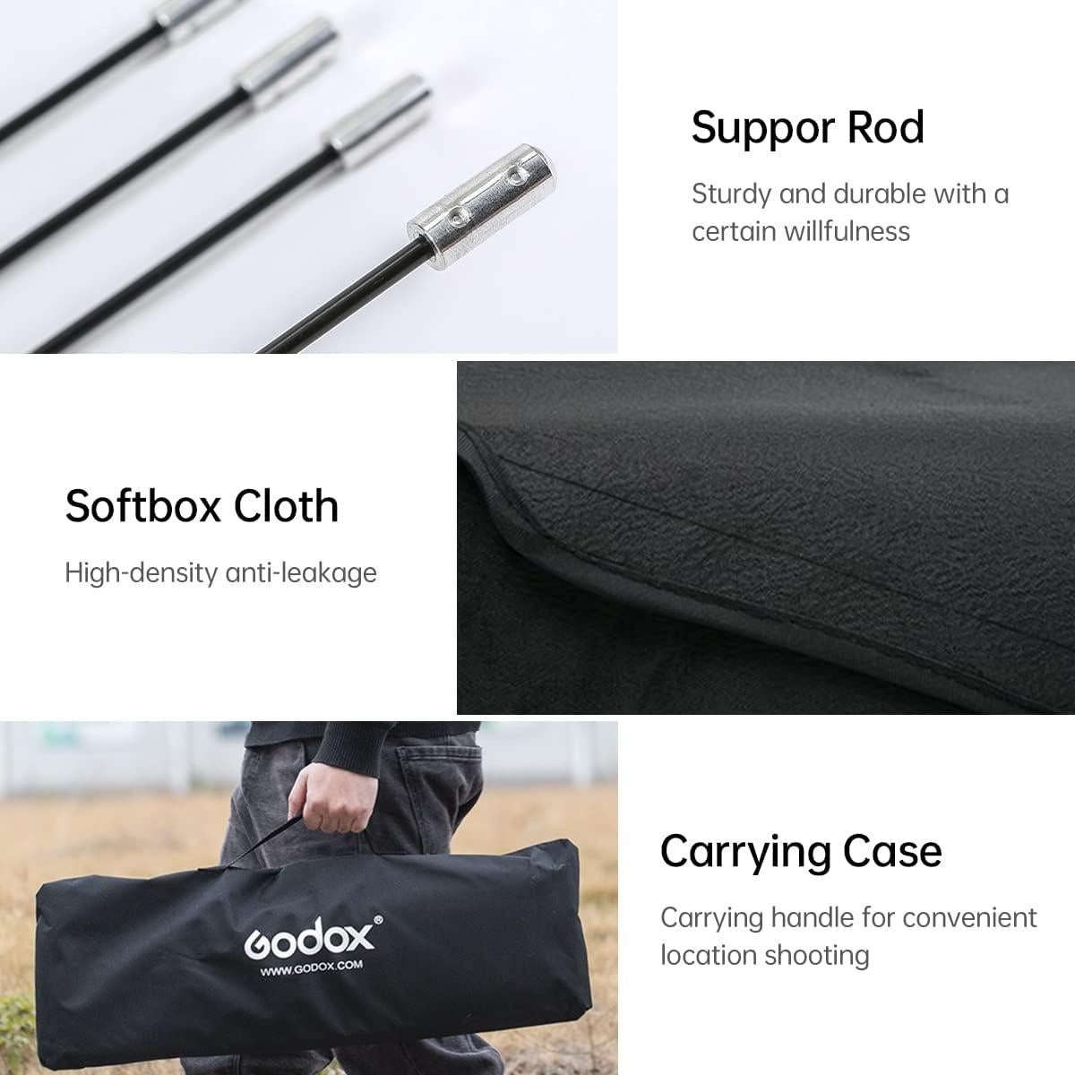 Godox Softbox 2 Pcs 30x120cm Bowens con Rejilla y Difusores