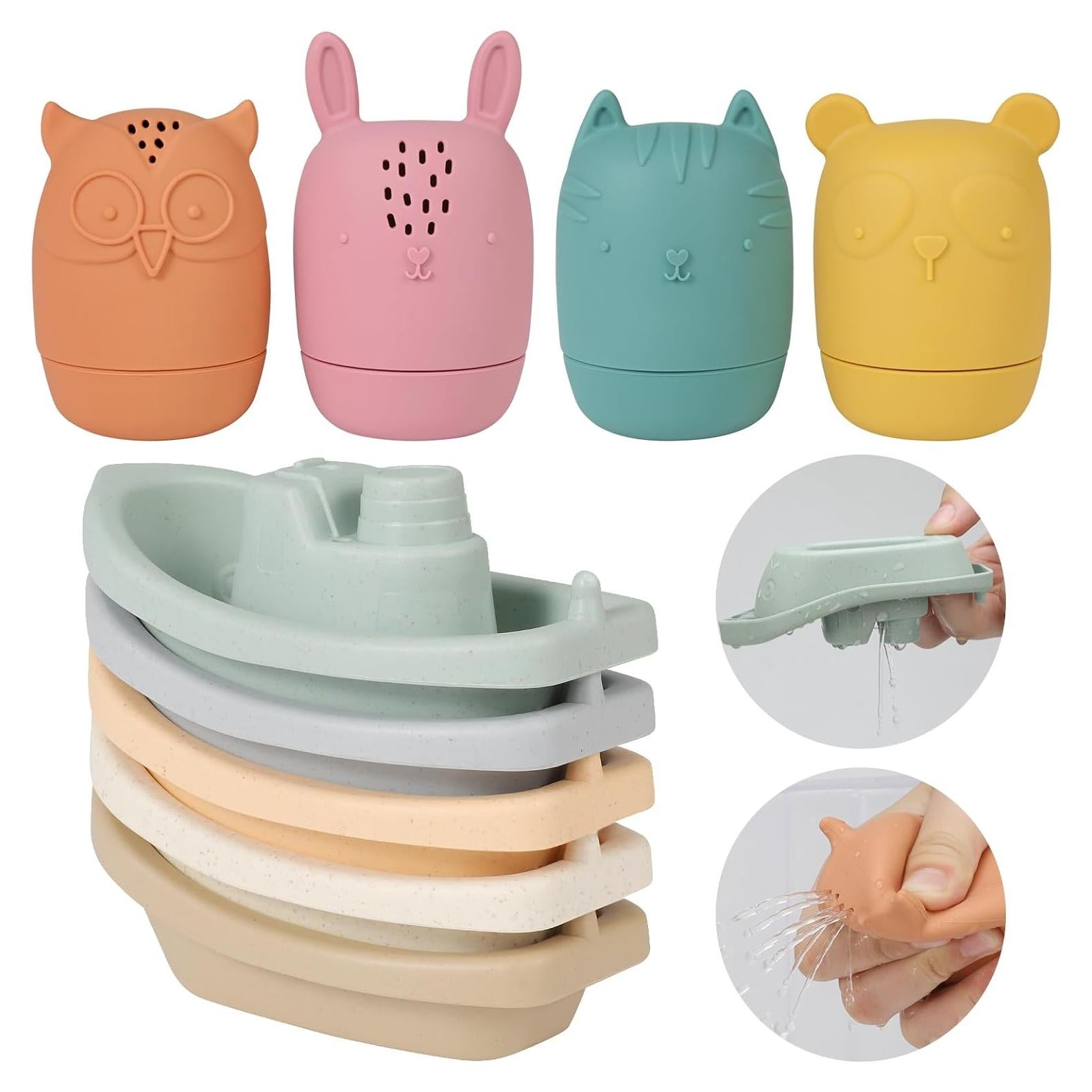 Juguetes de baño HYSZXUS 9 Piezas Silicona para Bebés