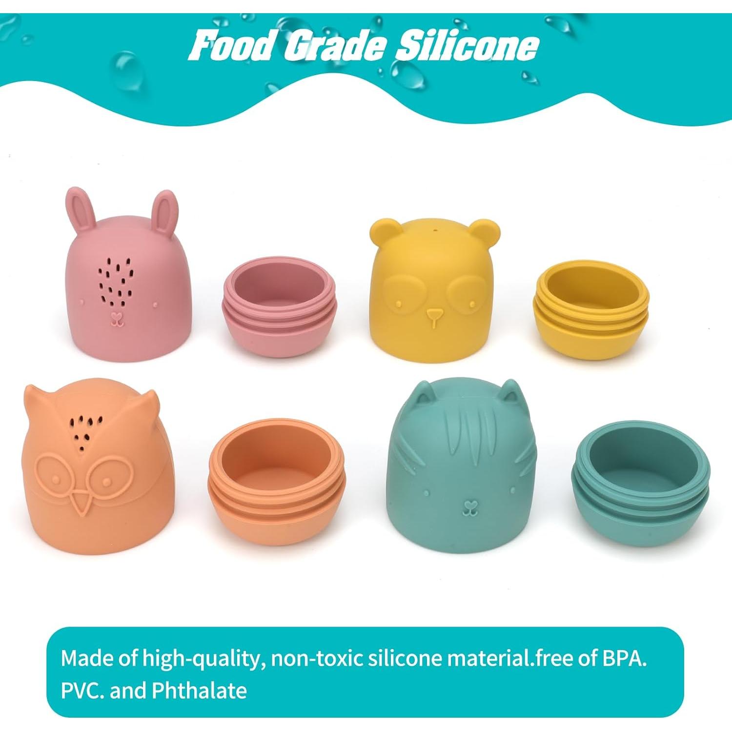 Juguetes de baño HYSZXUS 9 Piezas Silicona para Bebés