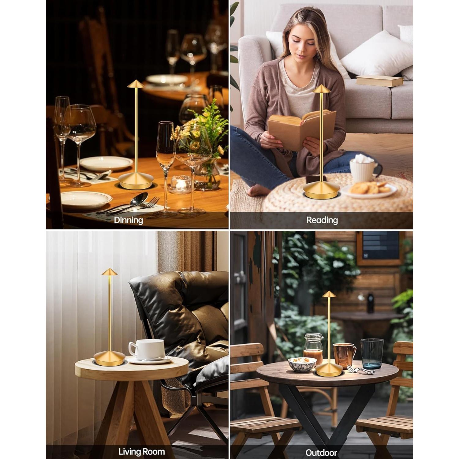 Lámpara de Mesa LED Inalámbrica XMINKDZA 2 Piezas 6000mAh