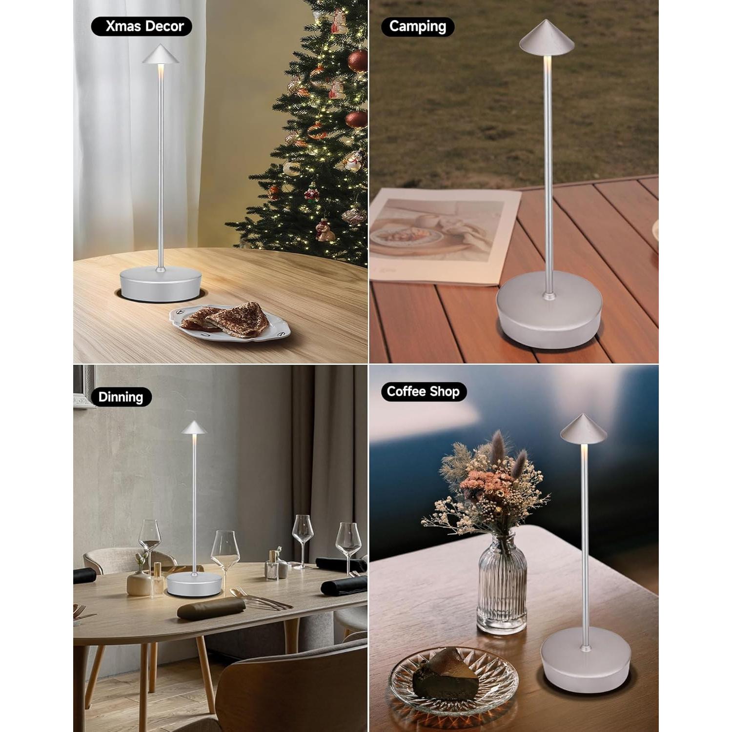 Lámpara de Mesa Inalámbrica XMINKDZA 2 Paquetes USB-A 7000mAh