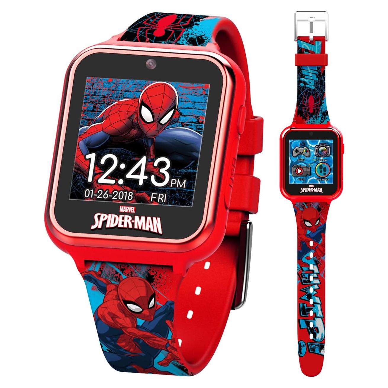 Reloj inteligente Accutime Spider-Man rojo para niños - Cámara, juegos