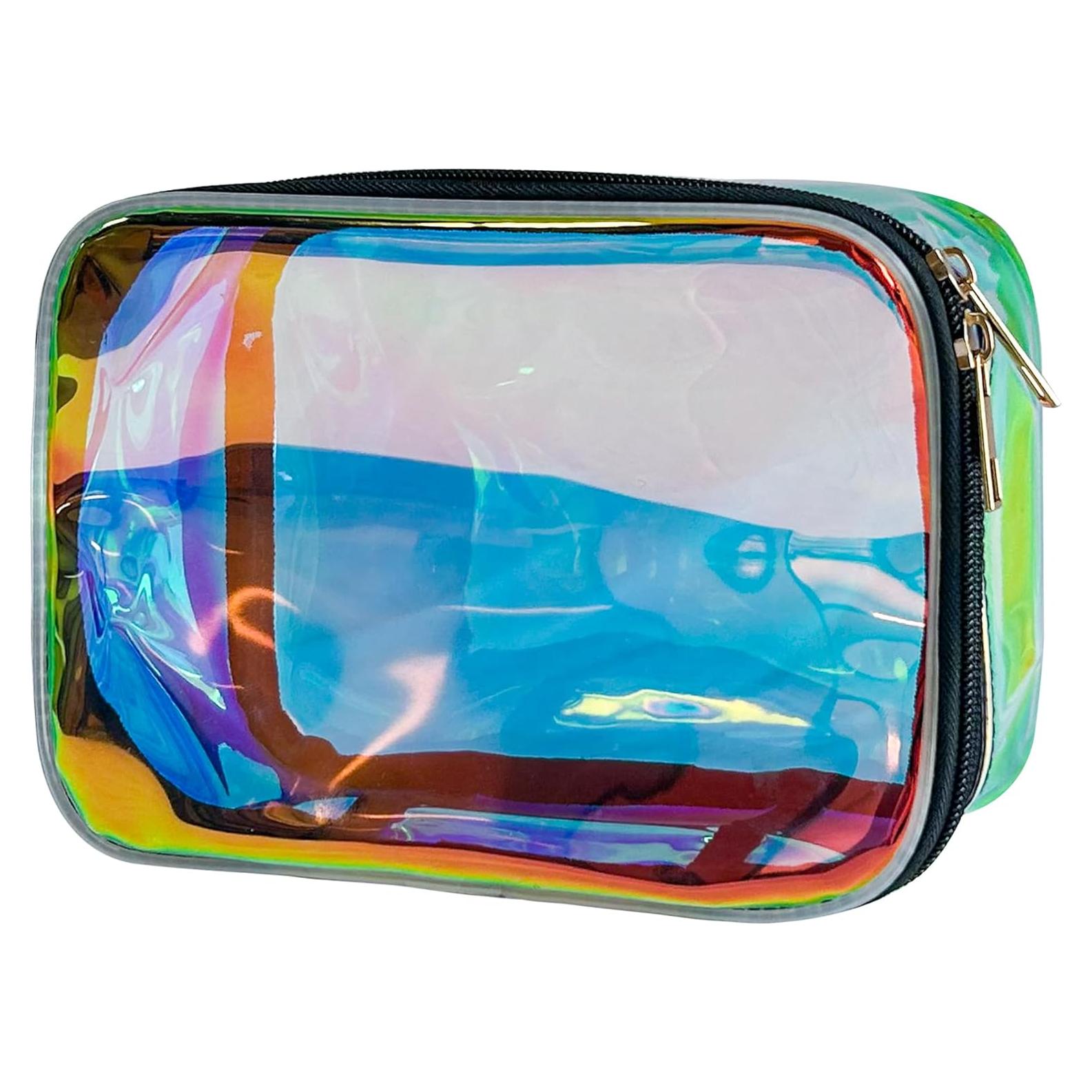 Bolsa de Aseo Transparente TPU Azul Holográfico 20x14x8cm