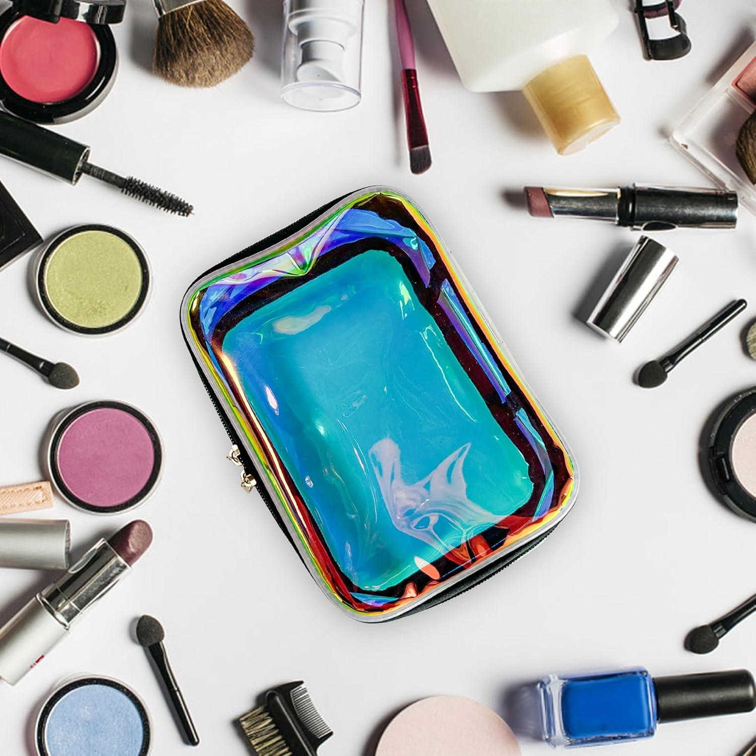 Bolsa de Aseo Transparente TPU Azul Holográfico 20x14x8cm