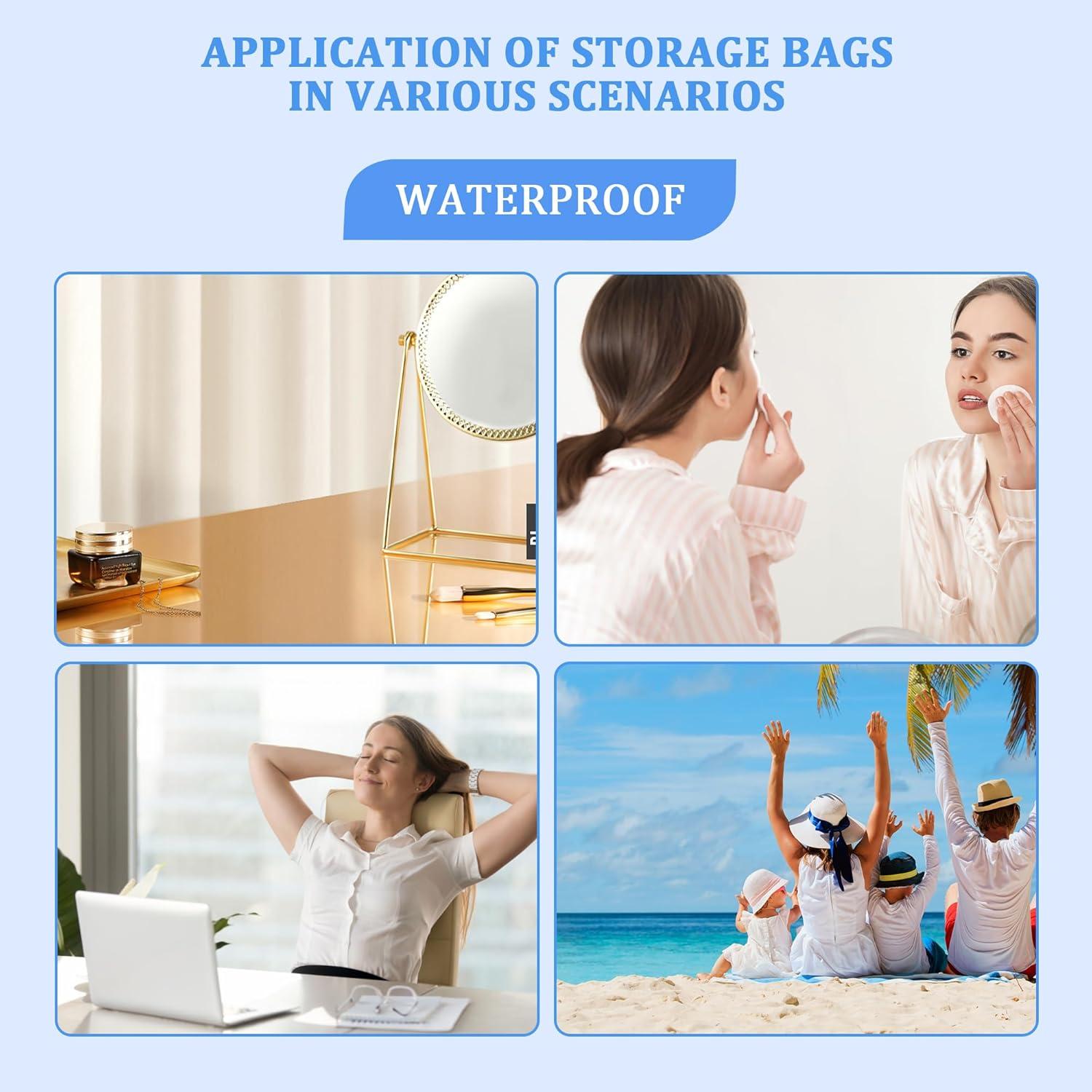 Bolsa de Aseo Transparente TPU Azul Holográfico 20x14x8cm