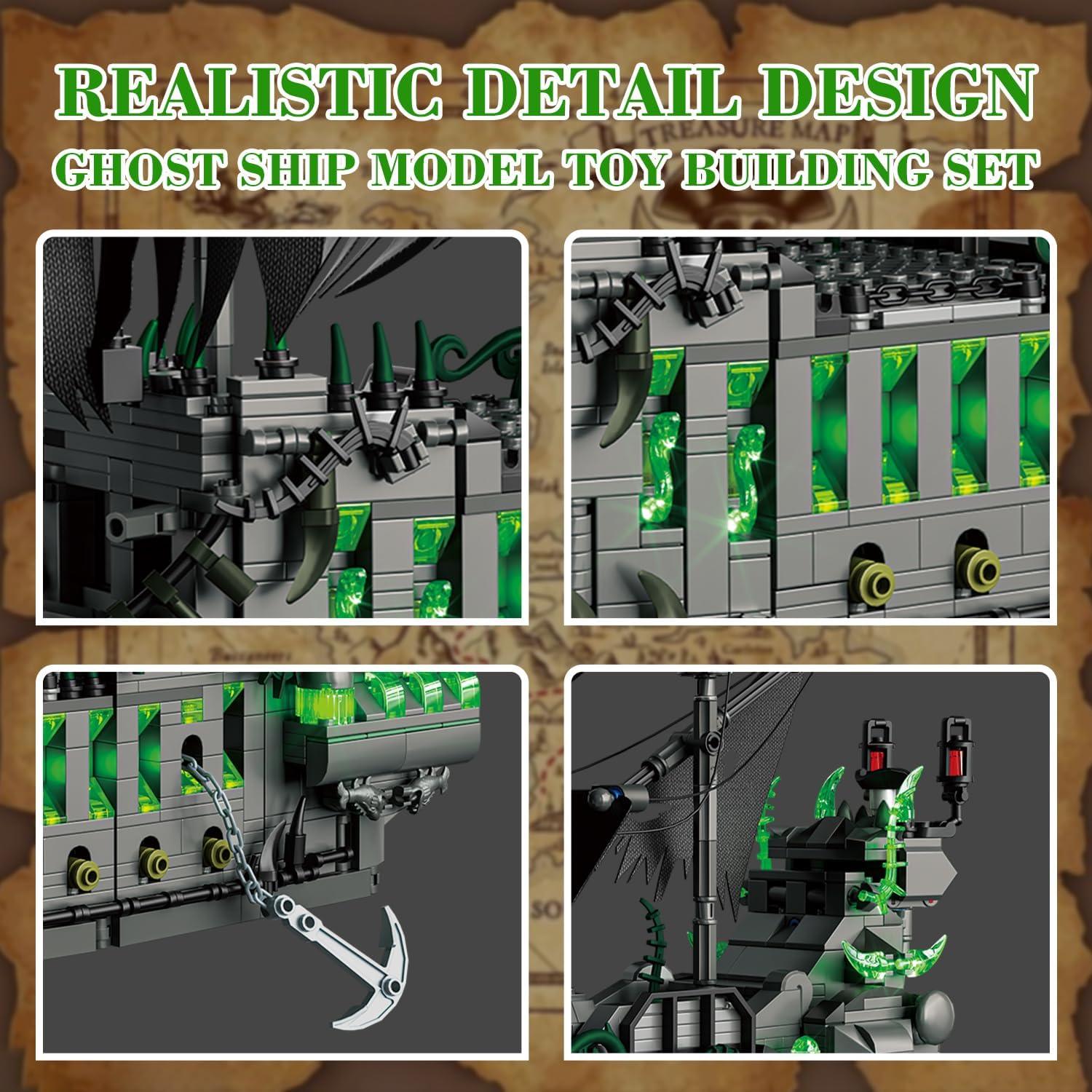 Juego de Construcción Barco Pirata WinGift 1573 Piezas LED