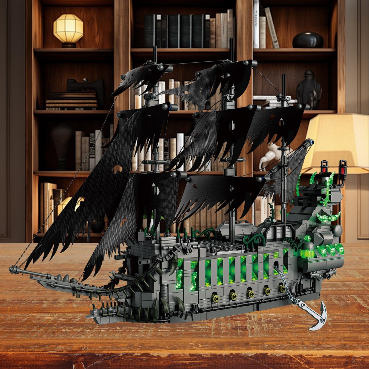 Juego de Construcción Barco Pirata WinGift 1573 Piezas LED