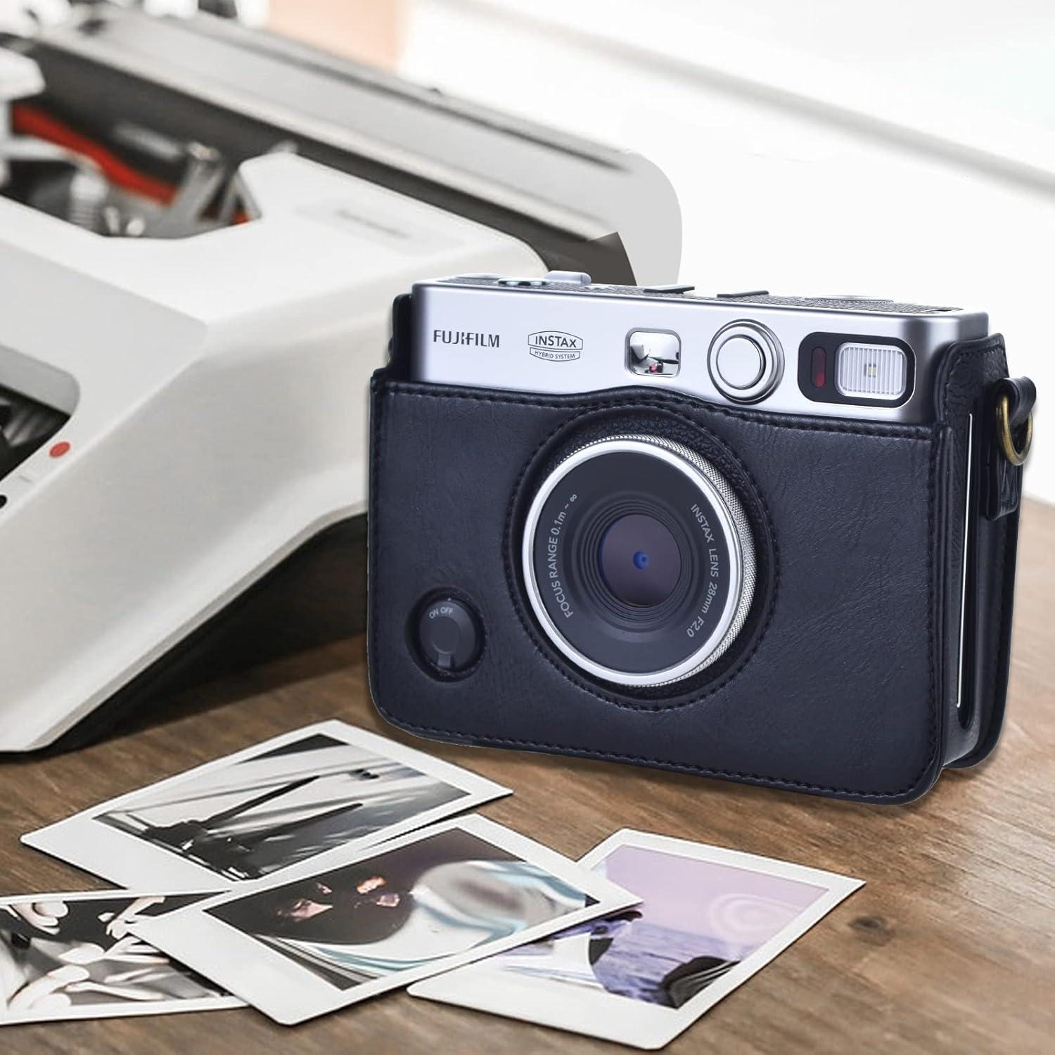 Funda de cuero PU MUZIRI KINOKOO para cámara Instax Mini EVO - Negro