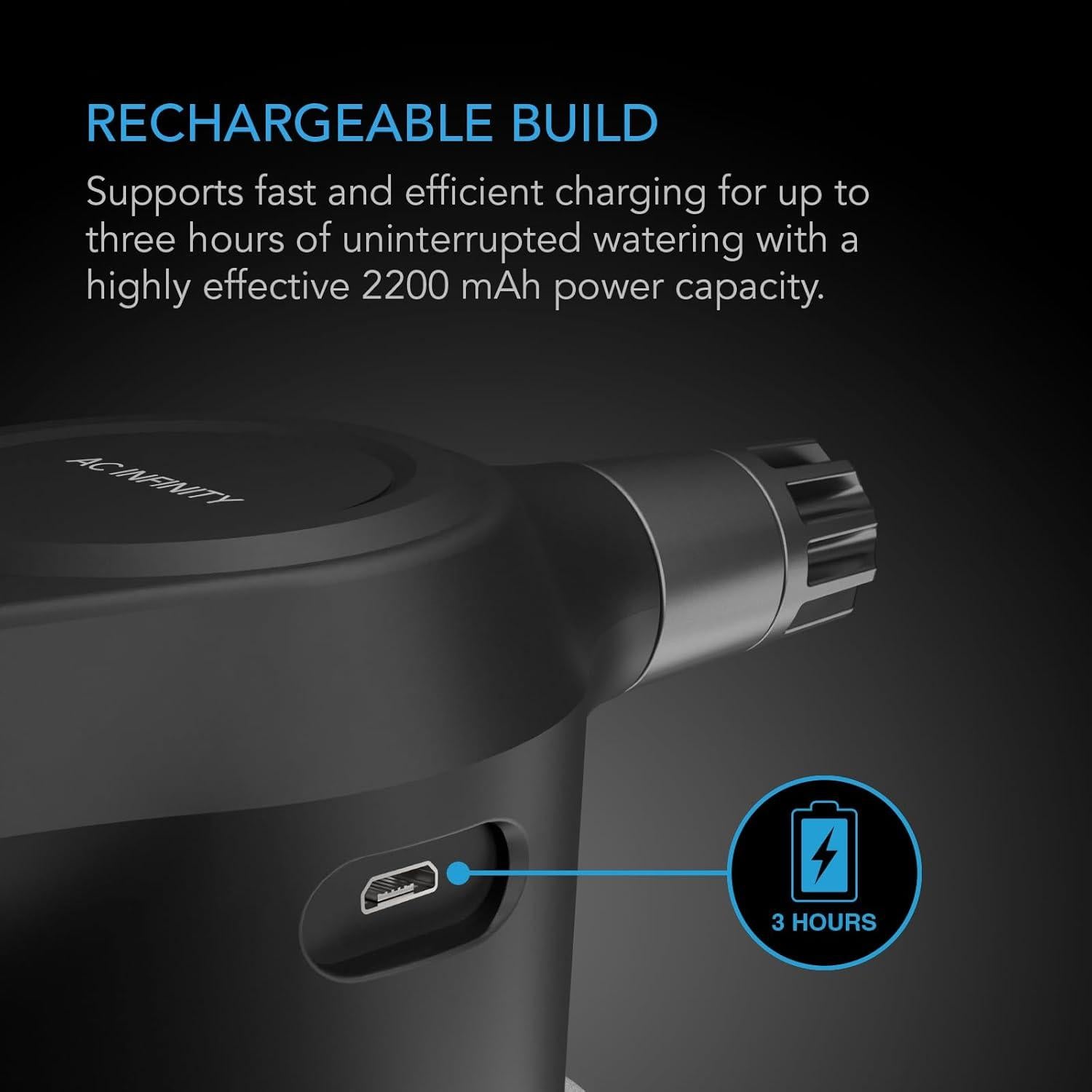 Pulverizador Eléctrico AC Infinity 2L Recargable USB Boquilla Ajustable