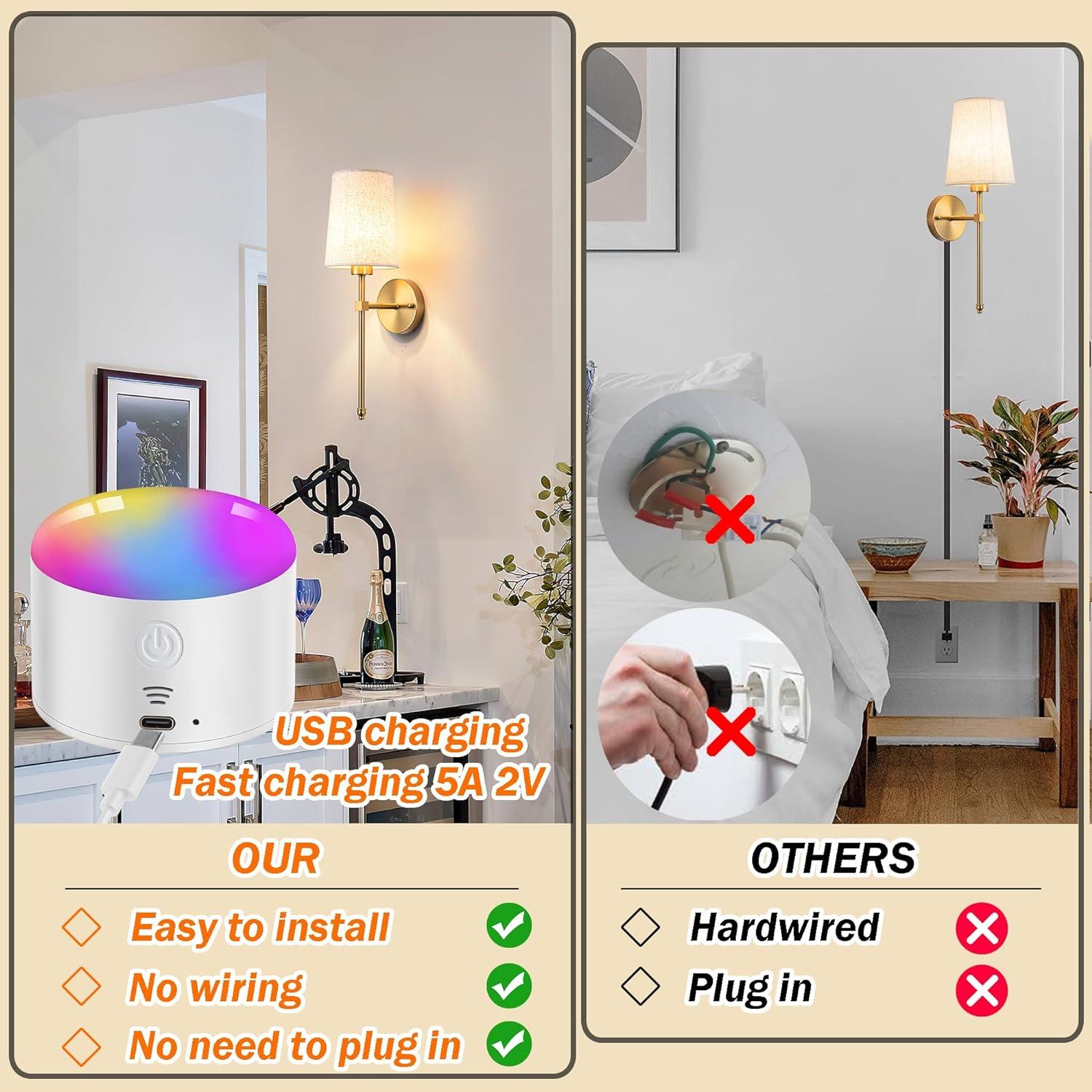 Aplique de Pared Inalámbrico YHCDLAMP LED Regulable 12W