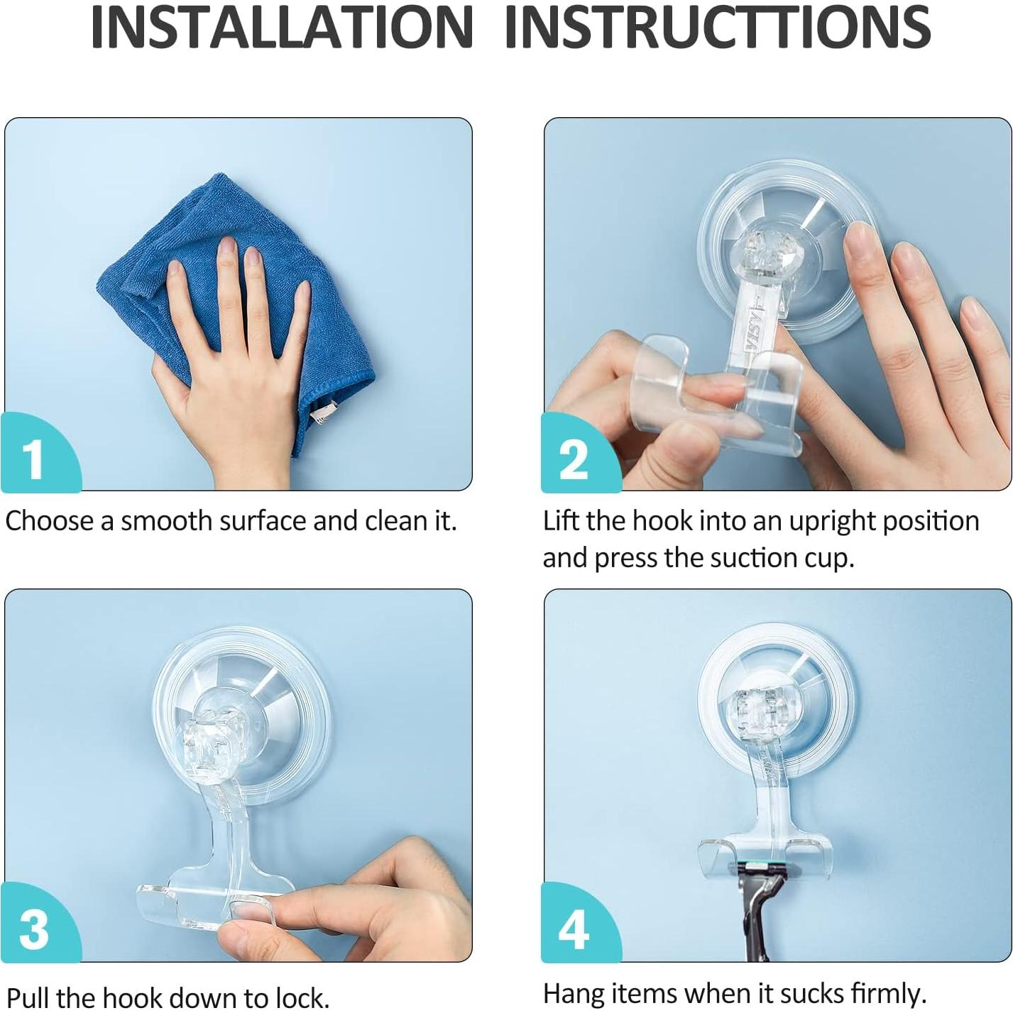 Soporte de Afeitar con Ventosa VIS'V - 2 Pcs, Transparente, Removible