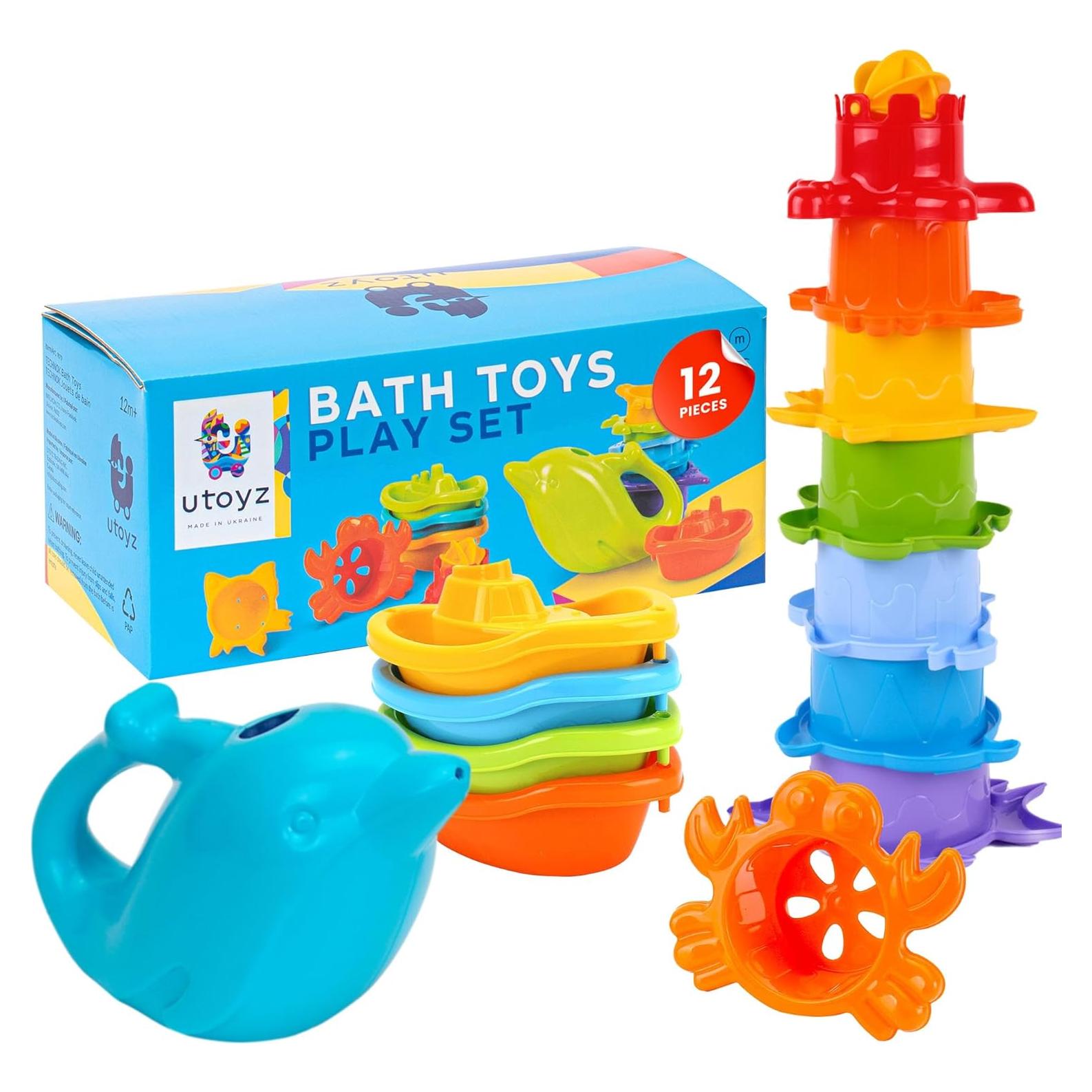 Juguetes de baño TECHNOK 12 Piezas Arcoíris para Bebés