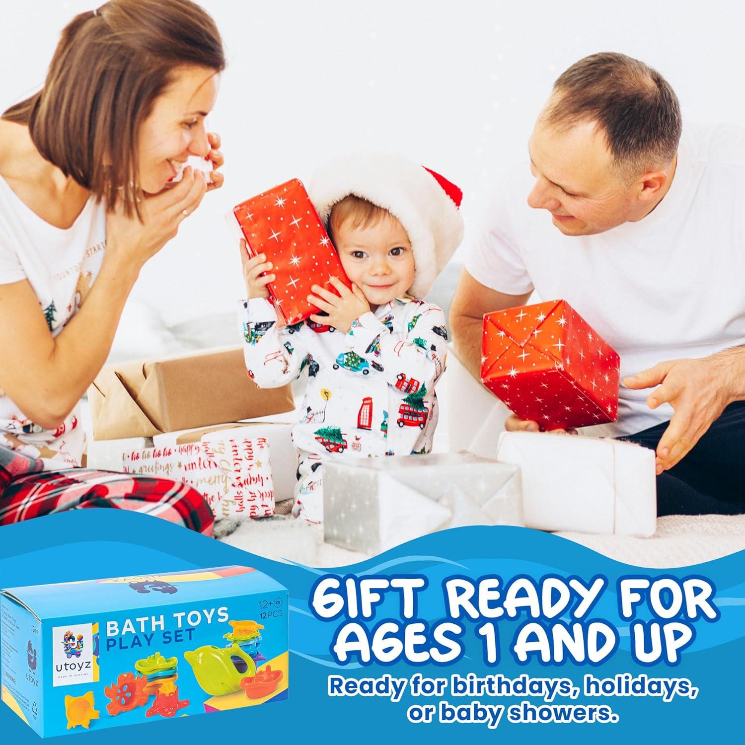 Juguetes de baño TECHNOK 12 Piezas Arcoíris para Bebés