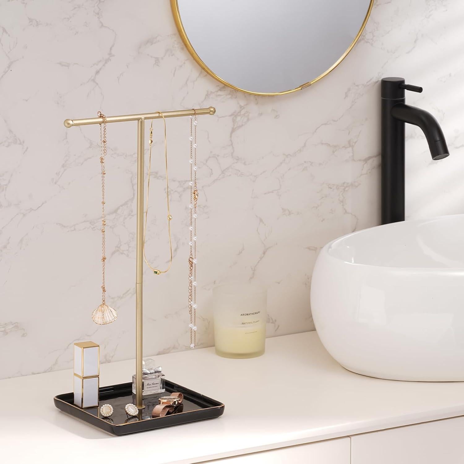 Soporte para Collares Lolalet Negro con Bandeja de Cerámica