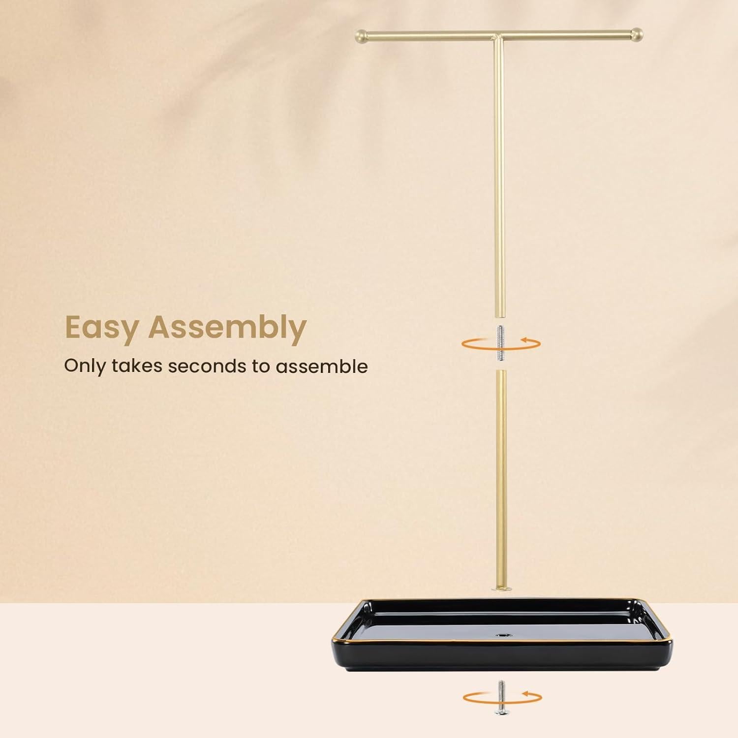 Soporte para Collares Lolalet Negro con Bandeja de Cerámica