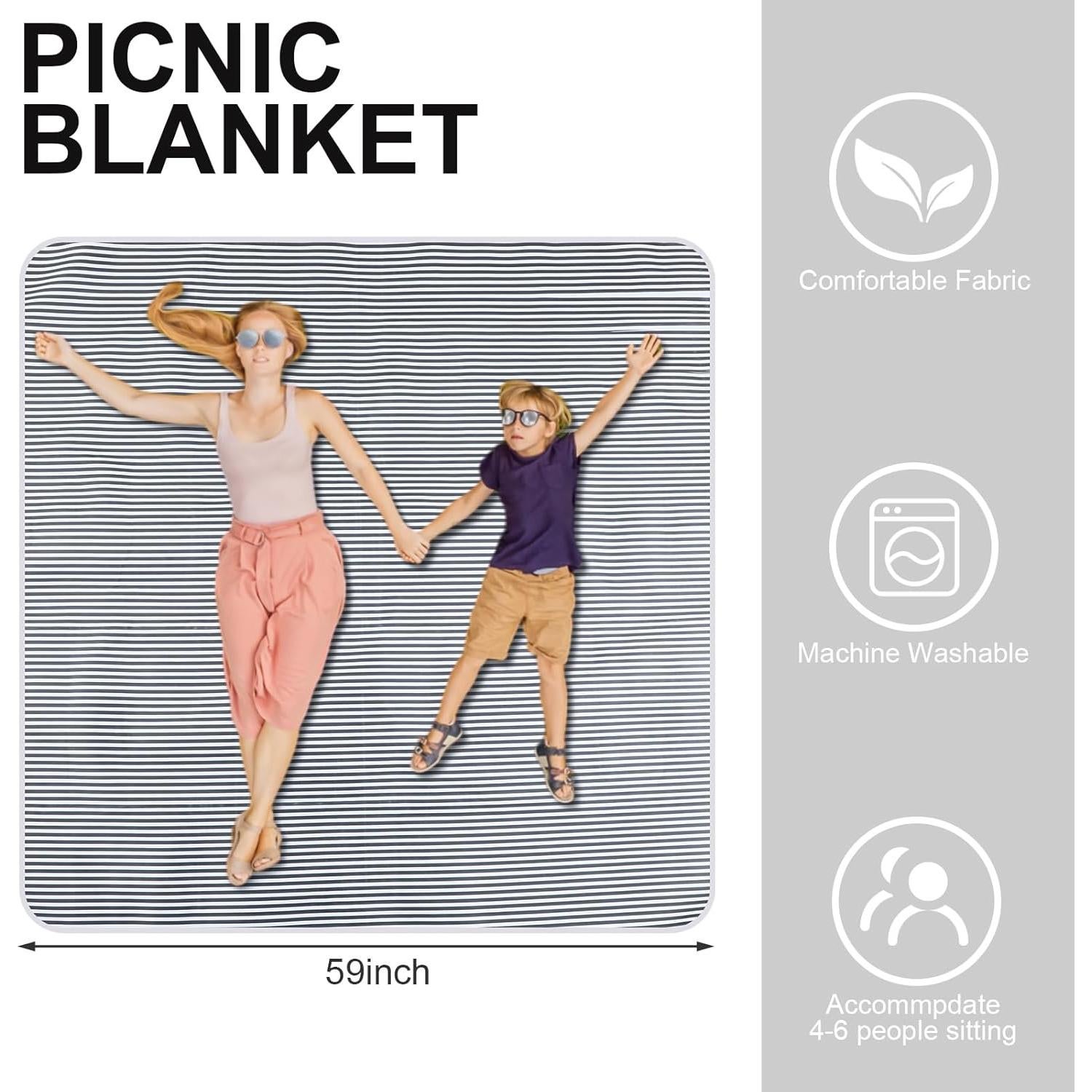 Cesta de Picnic de Mimbre Skybooly con Manta 1.5x1.5m