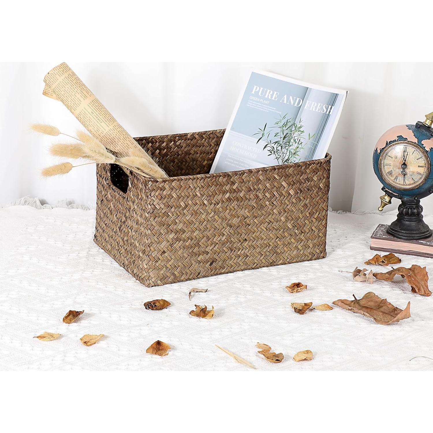 Cesta de Almacenamiento Hipiwe de Hierba Marina 31x22x16 cm