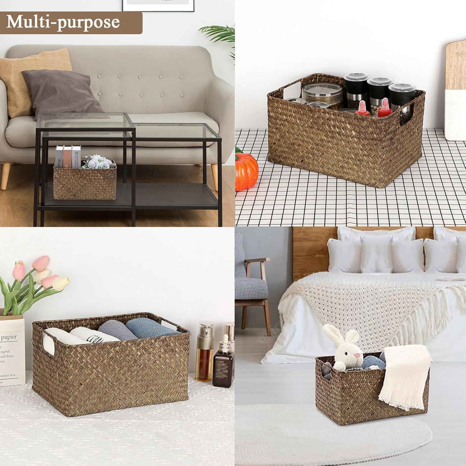 Cesta de Almacenamiento Hipiwe de Hierba Marina 31x22x16 cm