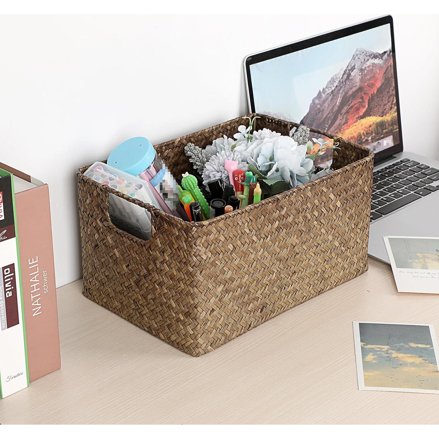 Cesta de Almacenamiento Hipiwe de Hierba Marina 31x22x16 cm