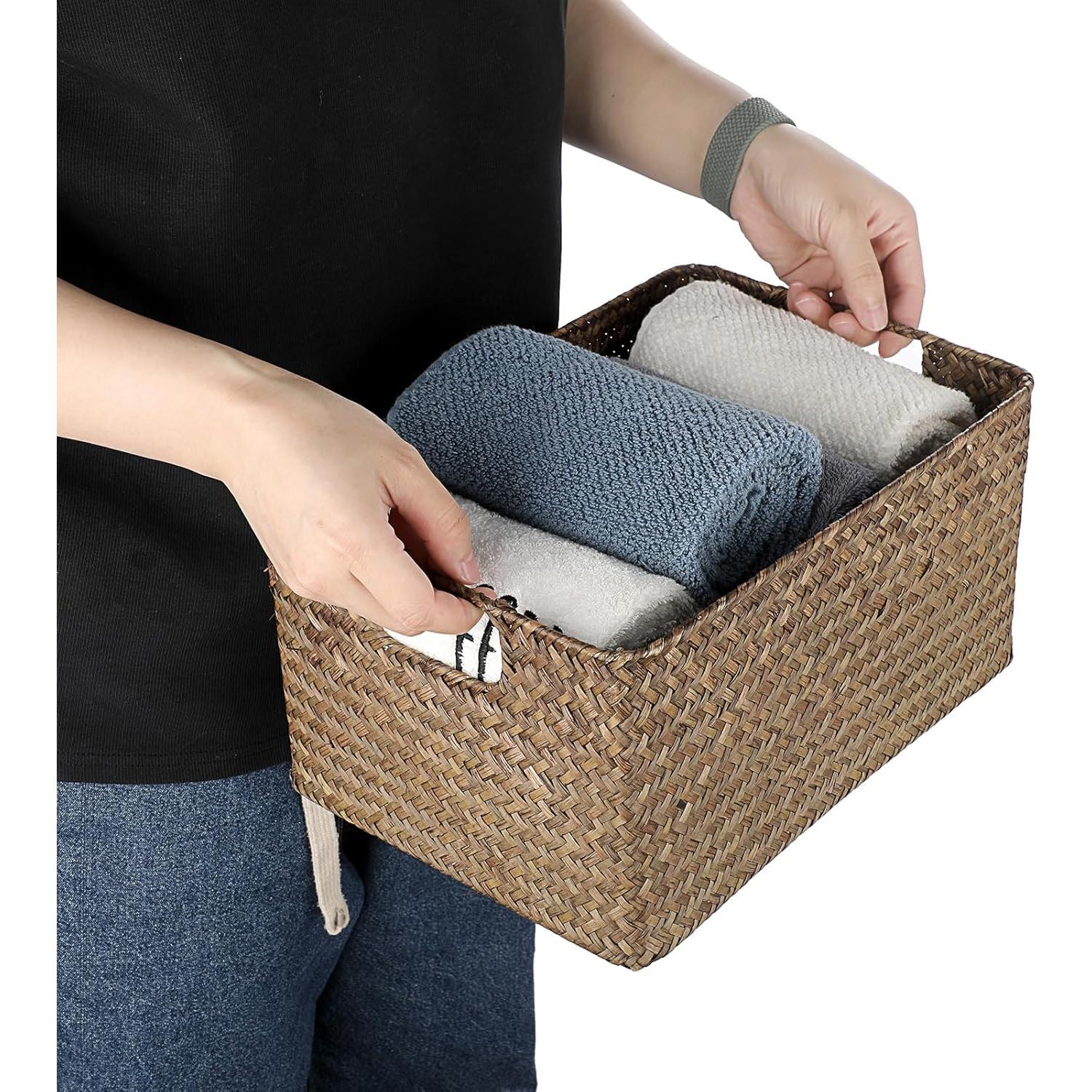 Cesta de Almacenamiento Hipiwe de Hierba Marina 31x22x16 cm