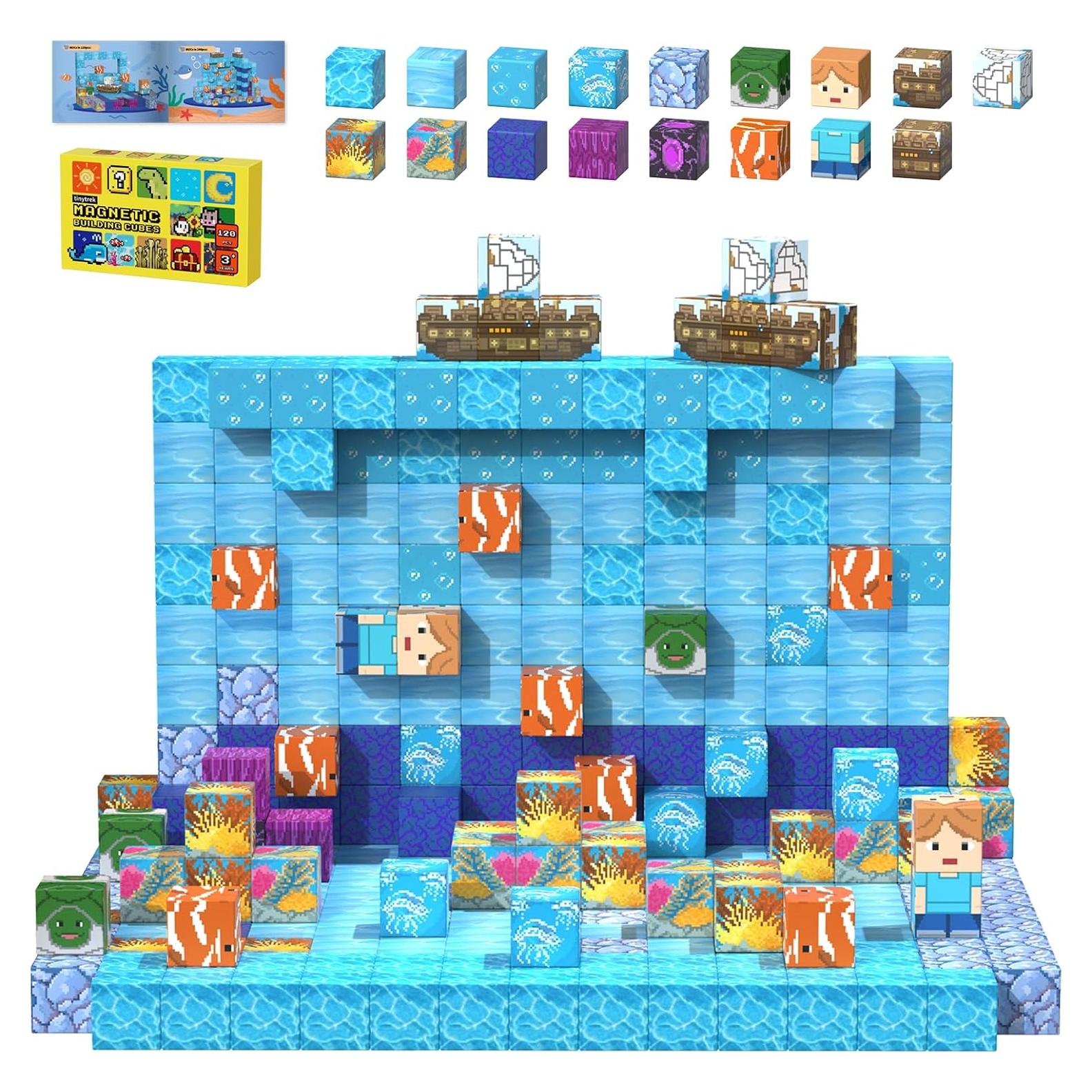 Bloques Magnéticos Tinytrek 120PCS Misión Oceánica 3-8 Años