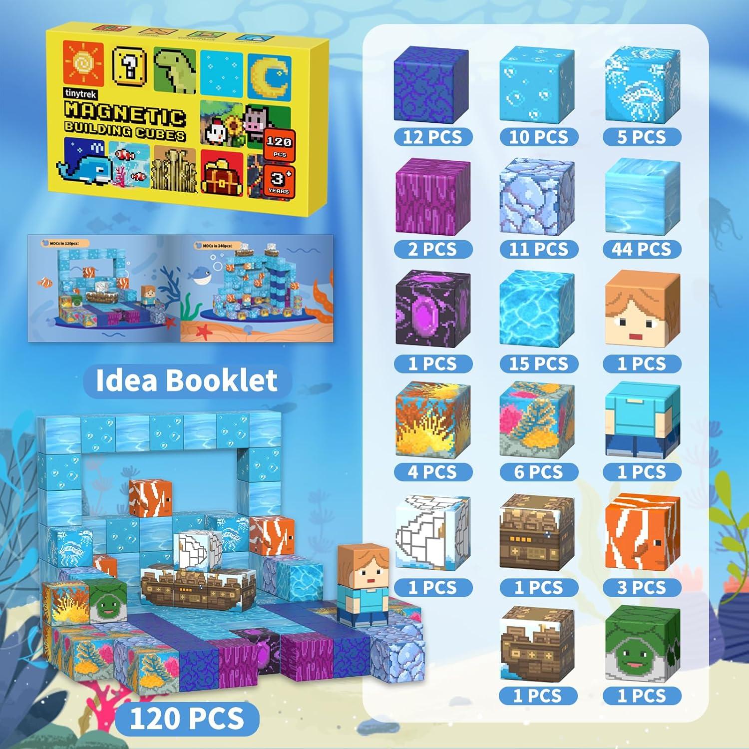 Bloques Magnéticos Tinytrek 120PCS Misión Oceánica 3-8 Años