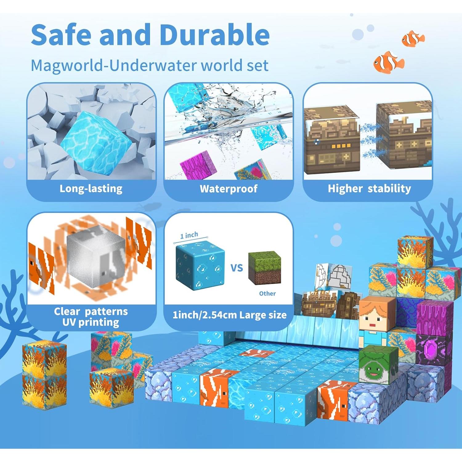 Bloques Magnéticos Tinytrek 120PCS Misión Oceánica 3-8 Años