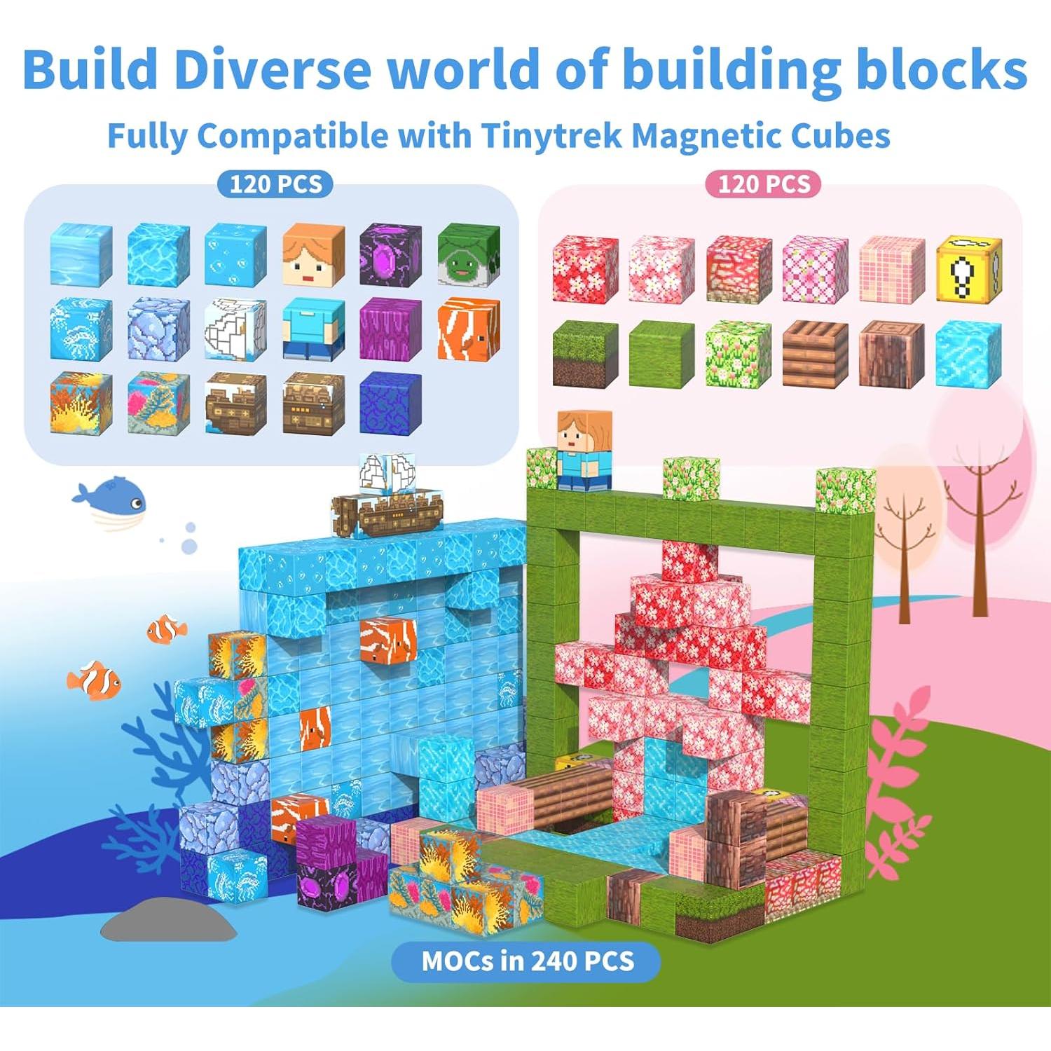 Bloques Magnéticos Tinytrek 120PCS Misión Oceánica 3-8 Años
