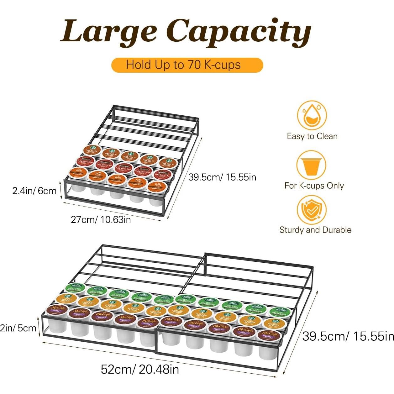 Soporte para Cápsulas de Café Kssiaz, Organizador Expandible Negro