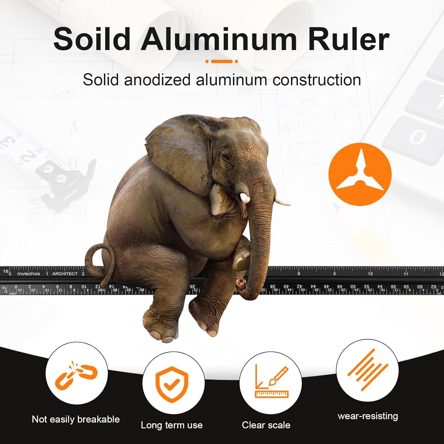 Regla Triangular de Aluminio Mveohos 30.48 cm Grabada Laser