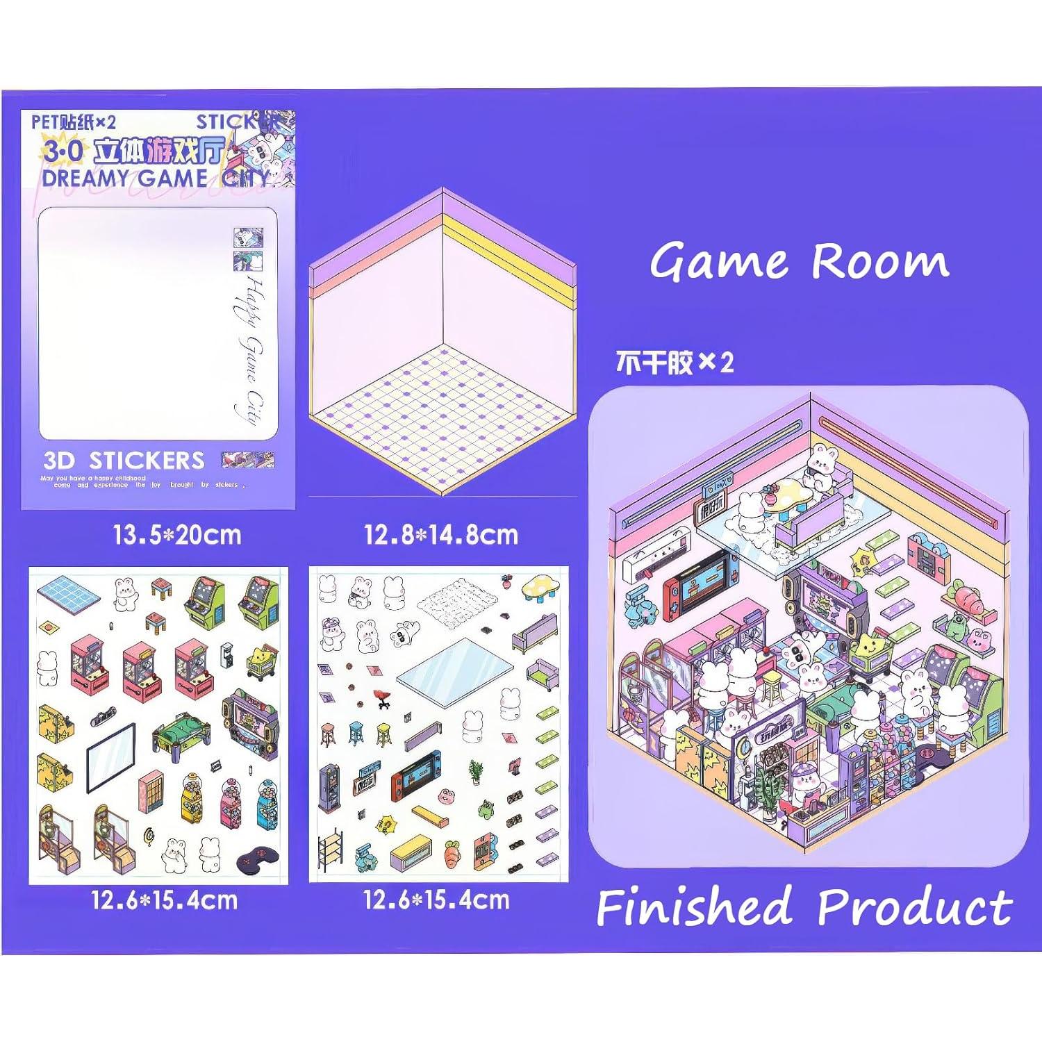 Pegatinas 3D EUTVIBRP para Manualidades - 4 Escenas Isométricas