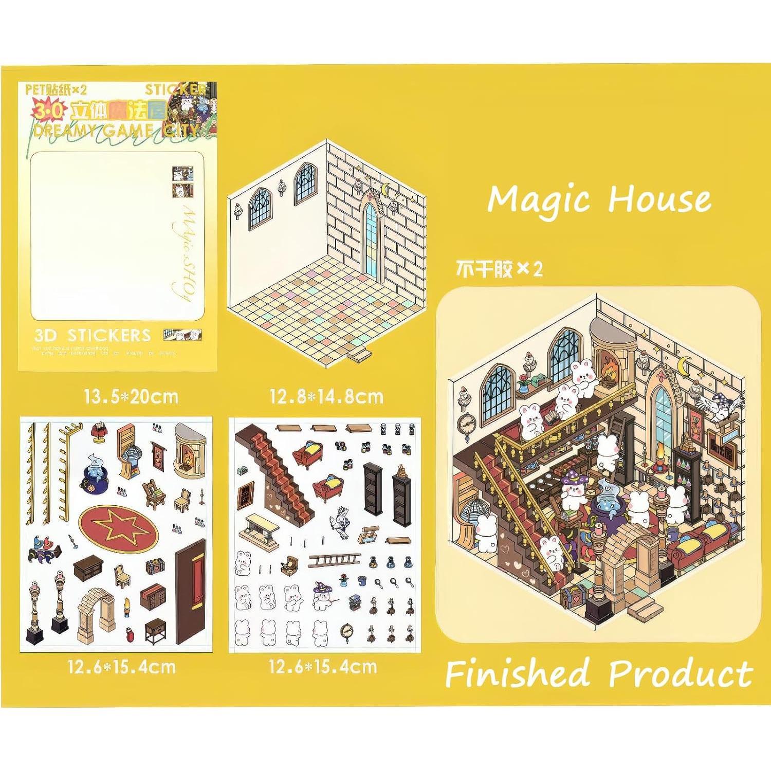 Pegatinas 3D EUTVIBRP para Manualidades - 4 Escenas Isométricas